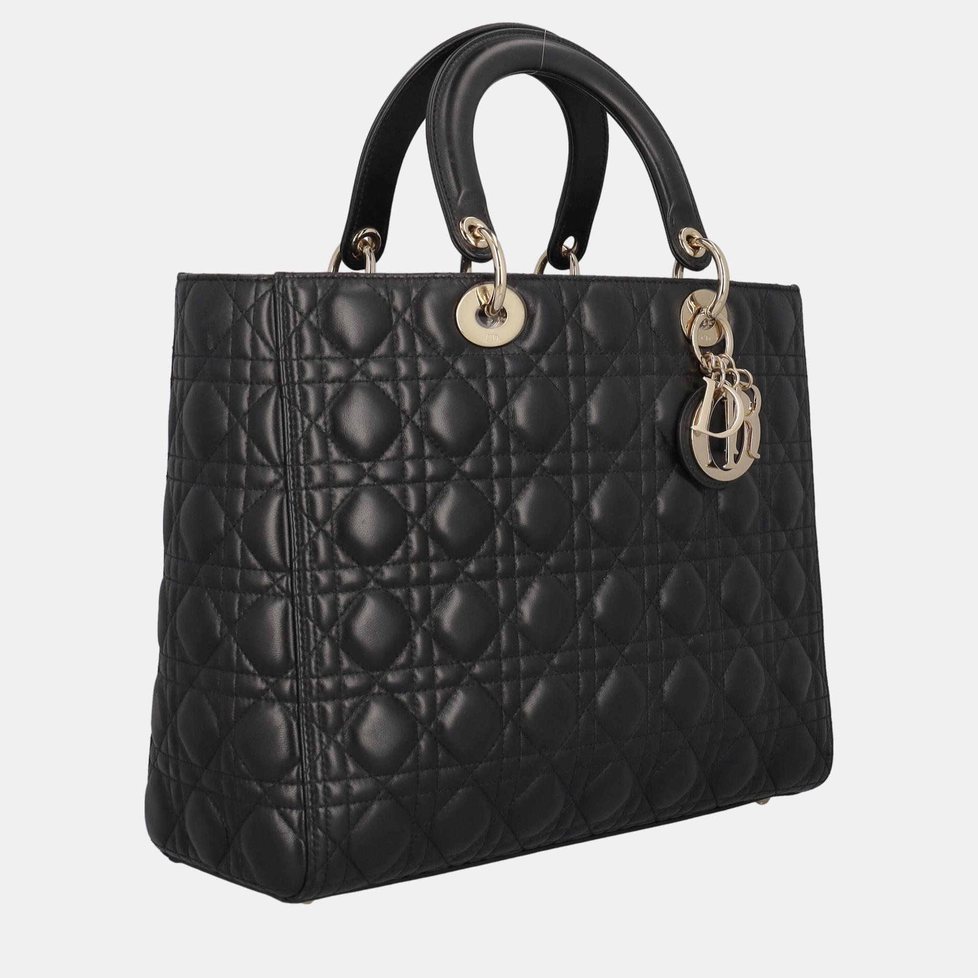 

Dior Lady Dior - Women's Leather Tote Bag - Black
