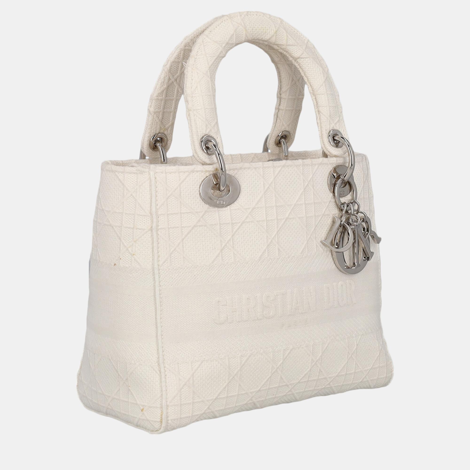 

Dior Lady Dior - Women's Fabric Handbag - White