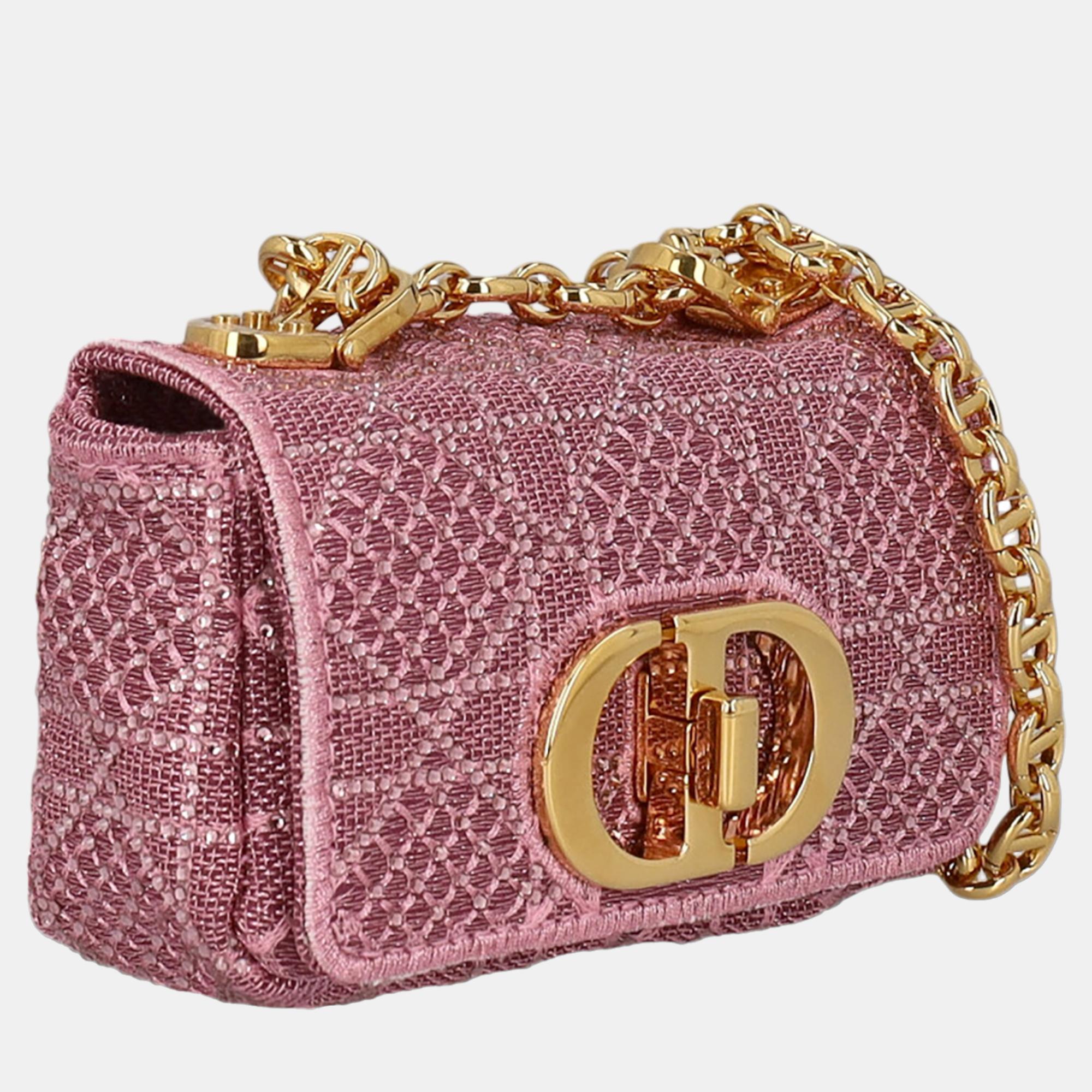 

Dior Micro Caro - Women's Fabric Cross Body Bag - Pink