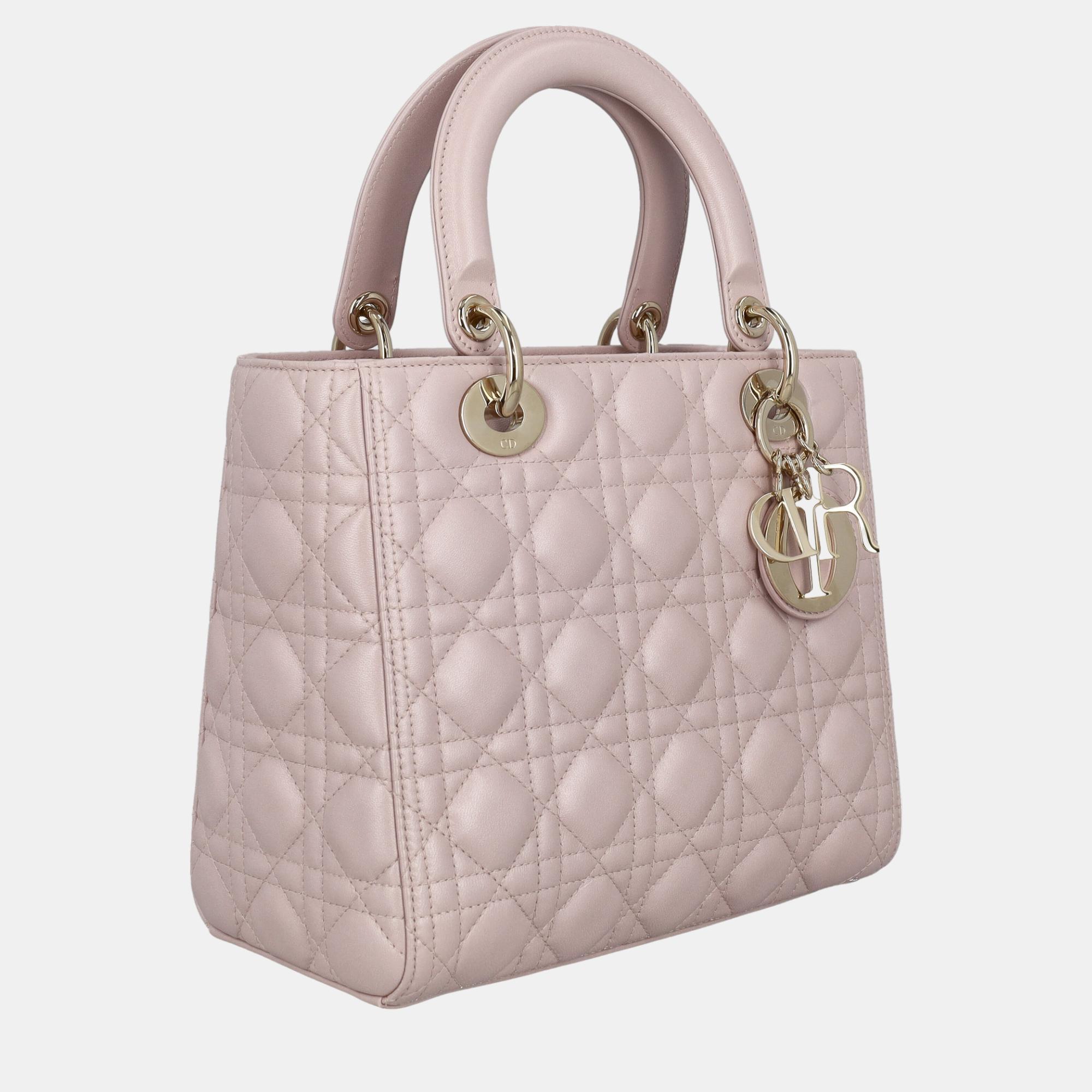 

Dior Lady Dior - Women's Leather Tote Bag - Pink