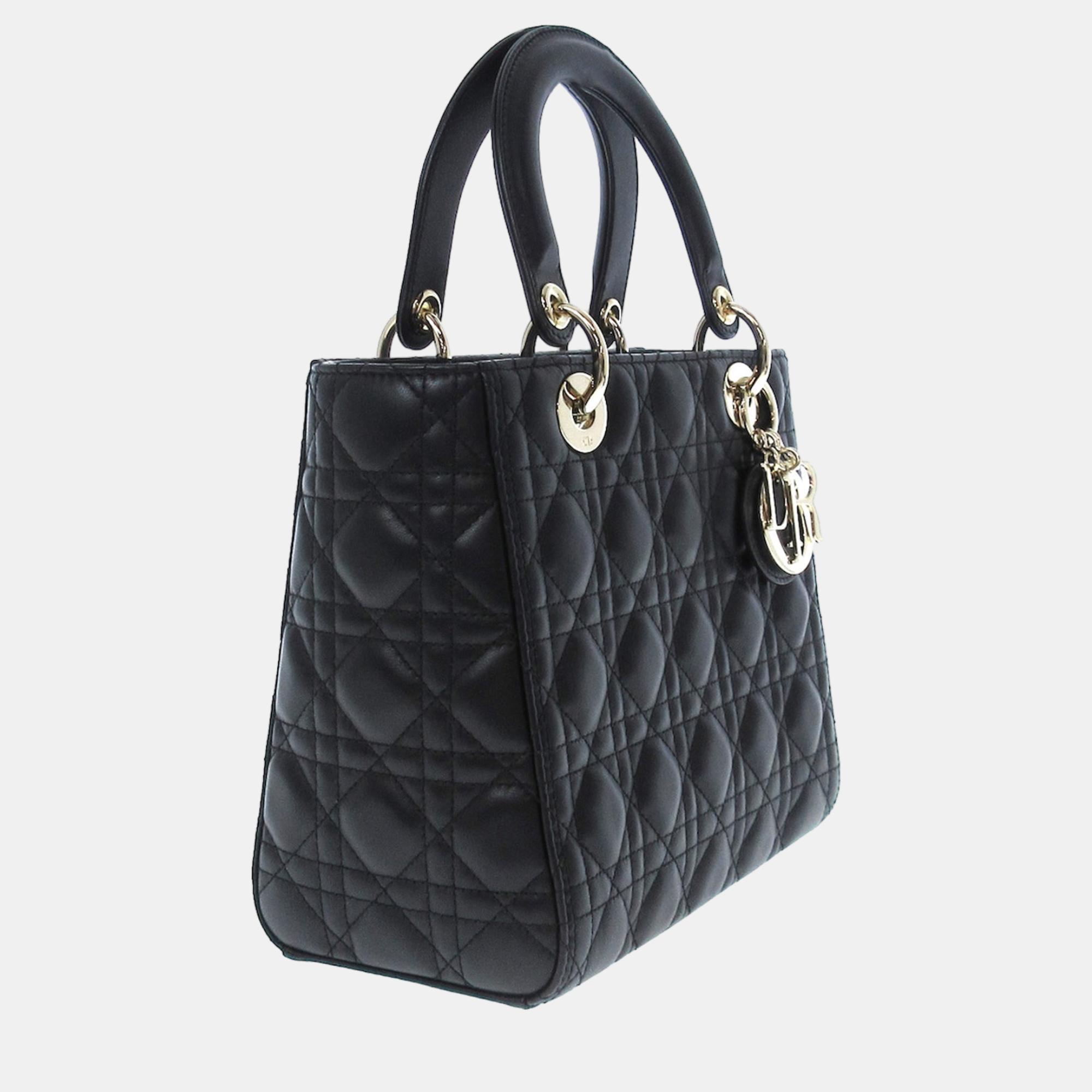 

Dior Black Medium Cannage Lambskin Lady Dior