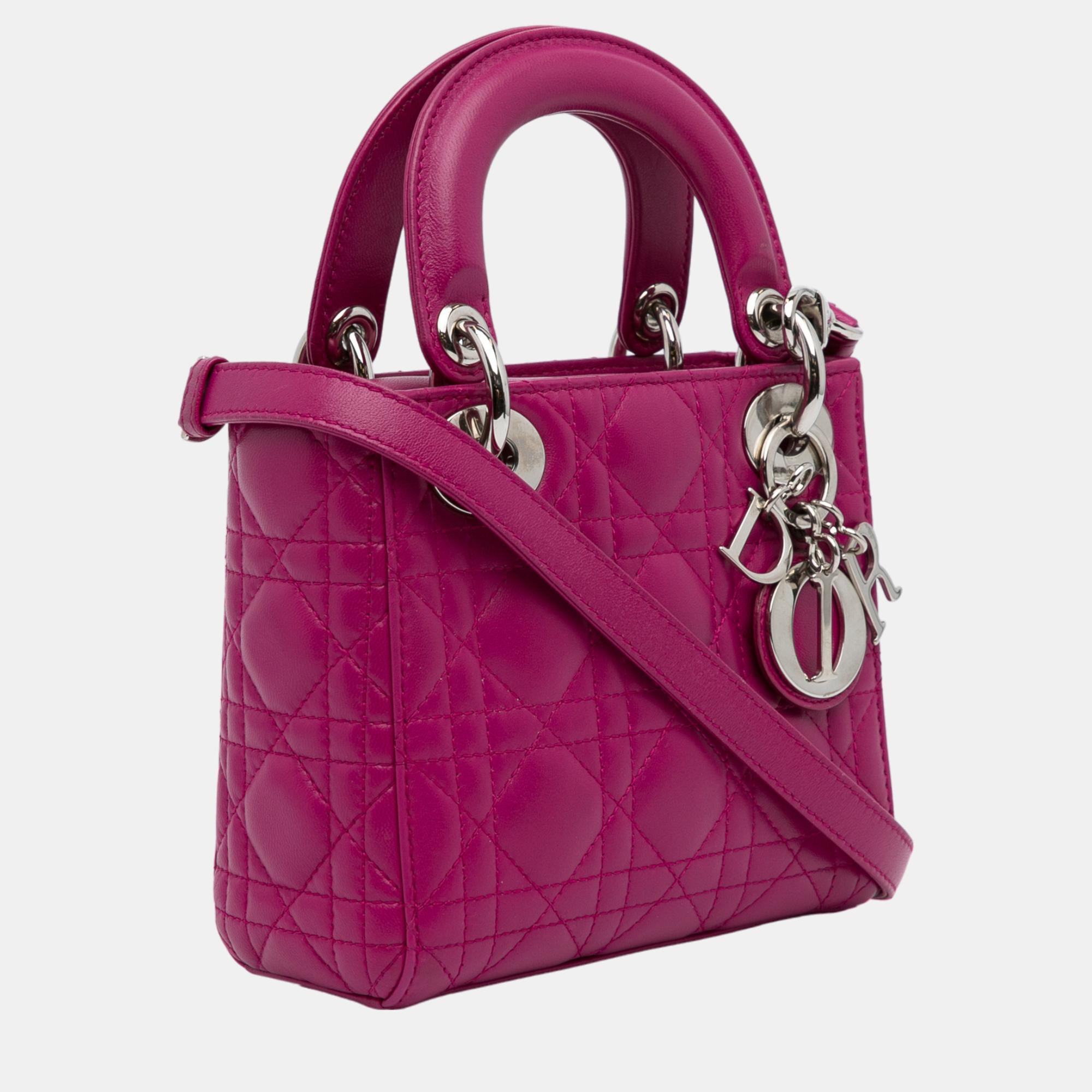 

Dior Pink Mini Lambskin Cannage Lady Dior