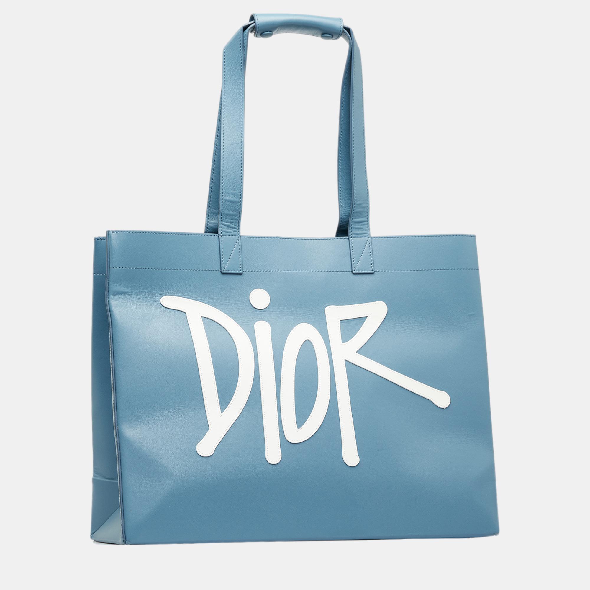

Dior x Stussy Blue Large Logo Applique Tote