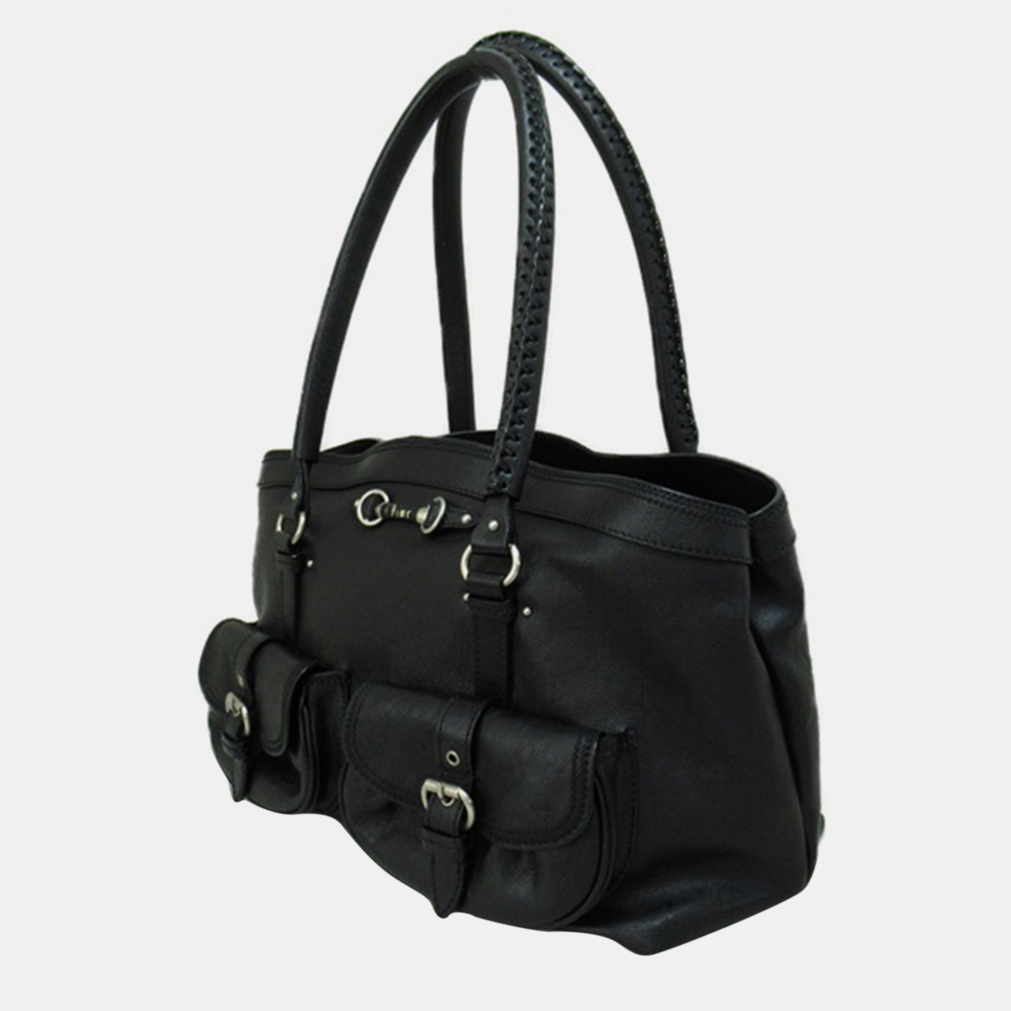 

Dior Black Leather Pocket Tote Bag