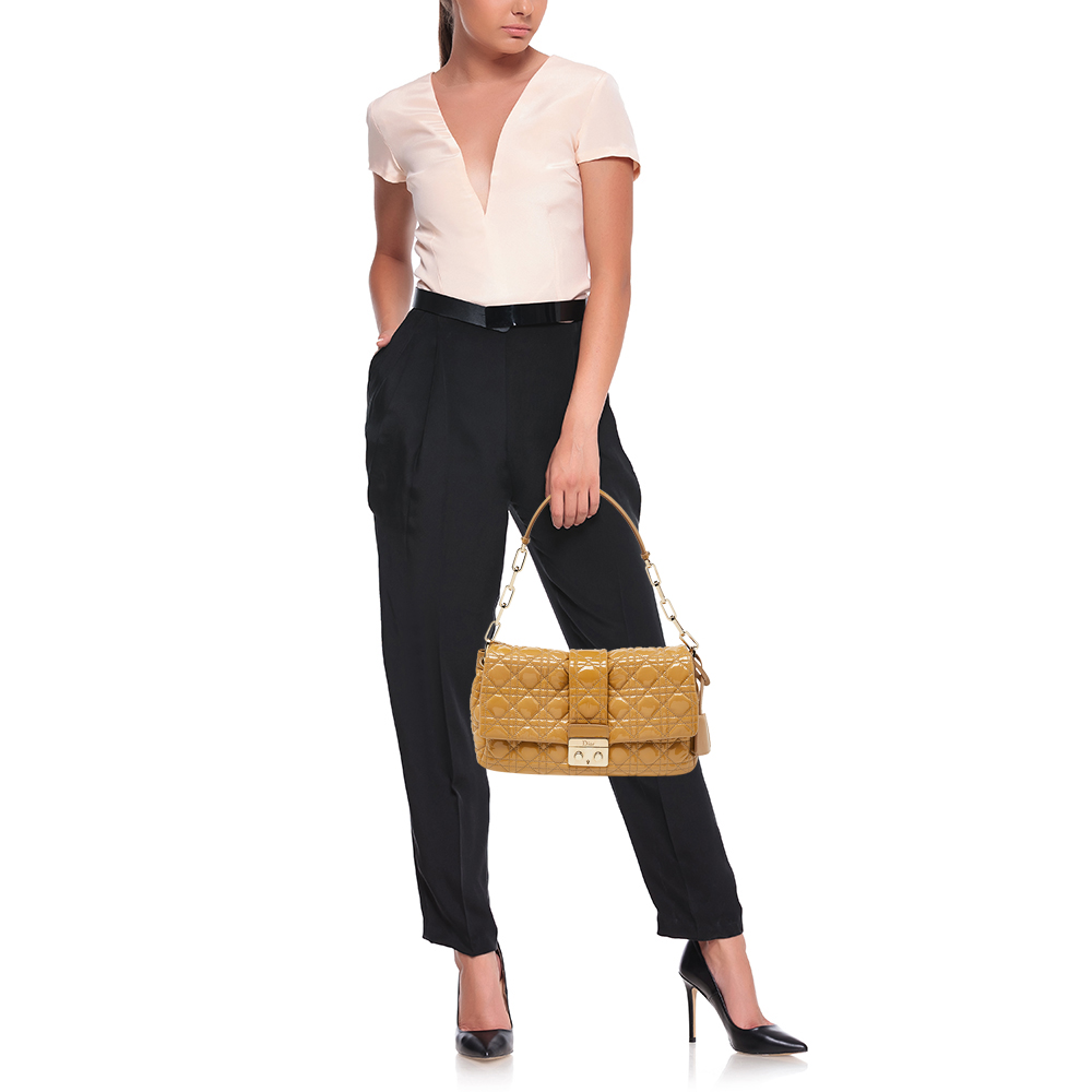 

Dior Beige Cannage Patent Leather  New Lock Shoulder Bag