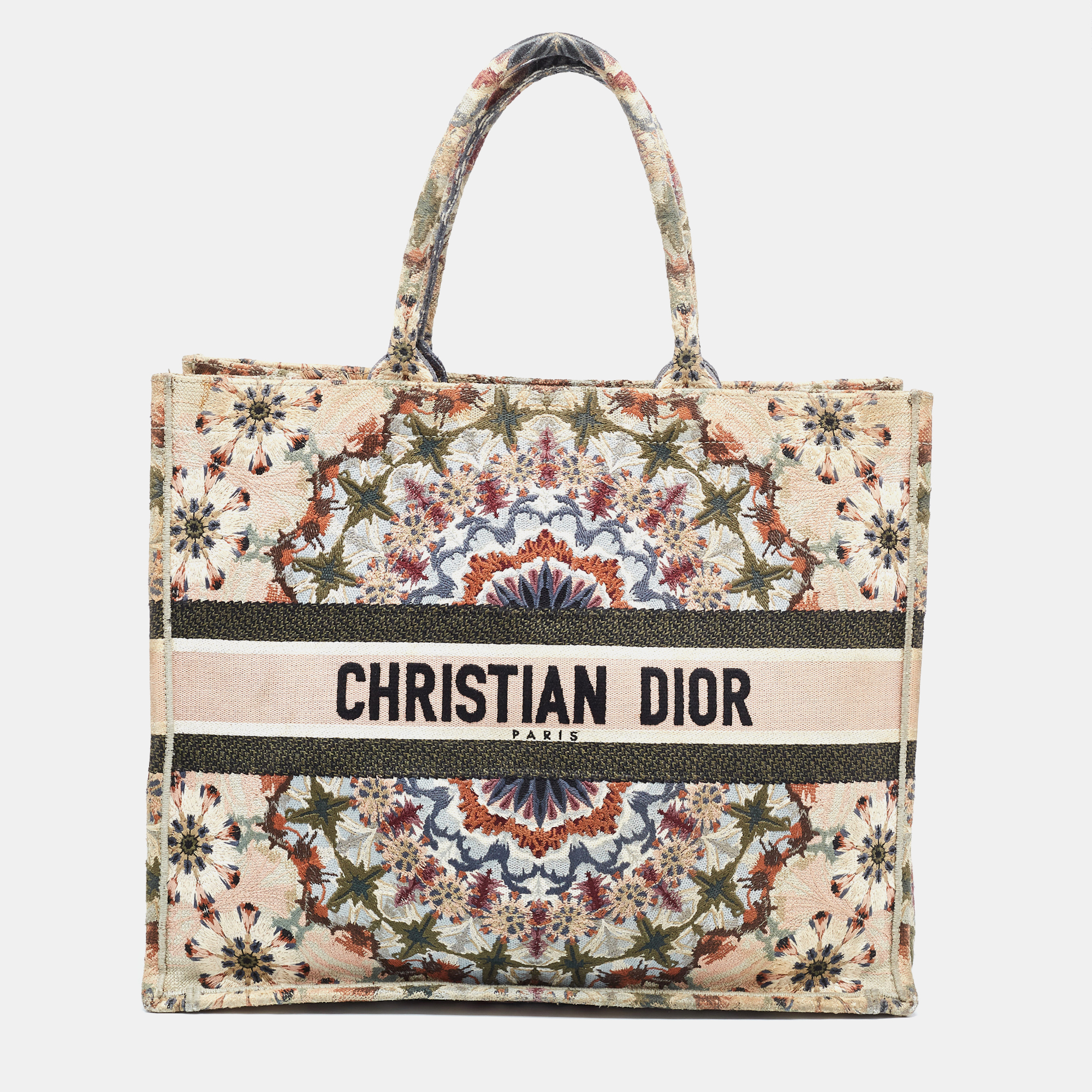 Pre-owned Dior Multicolor Embroidered Canvas Large Book Tote
