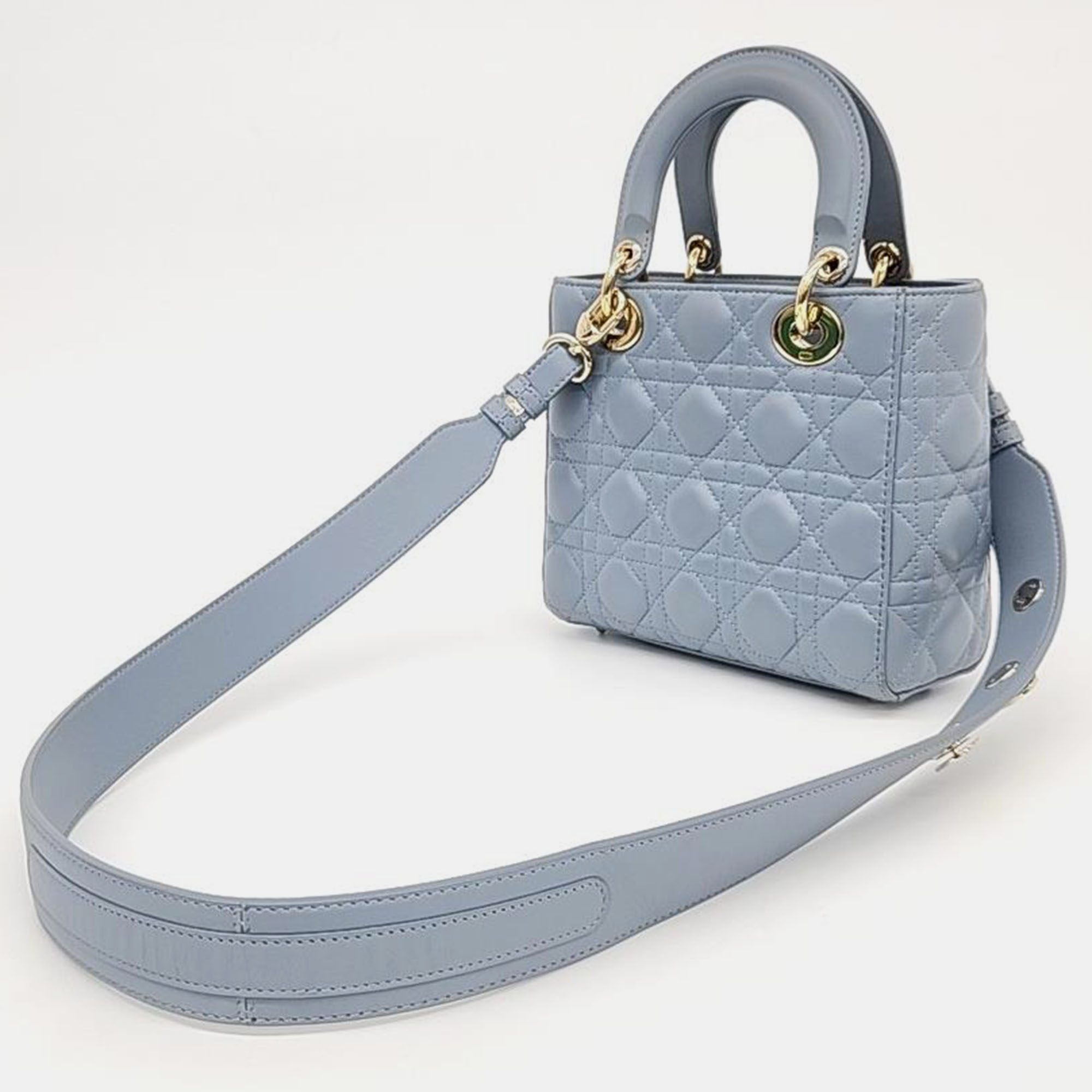 

Christian Dior Sky Blue Cannage Leather Small Lady Dior Bag