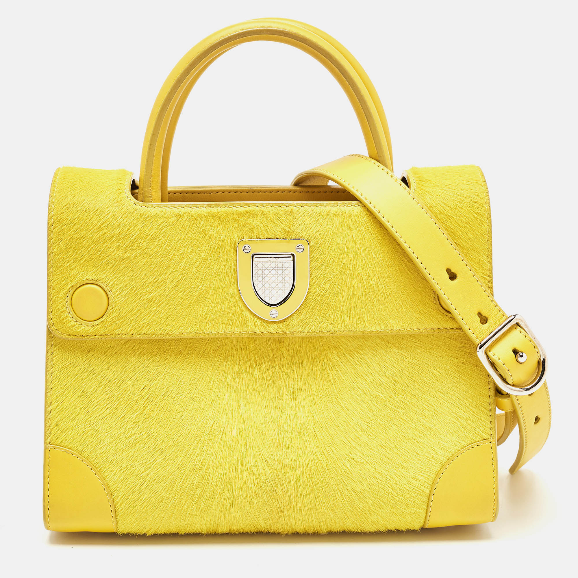 

Dior Yellow Leather and Calfhair Mini Diorever Tote
