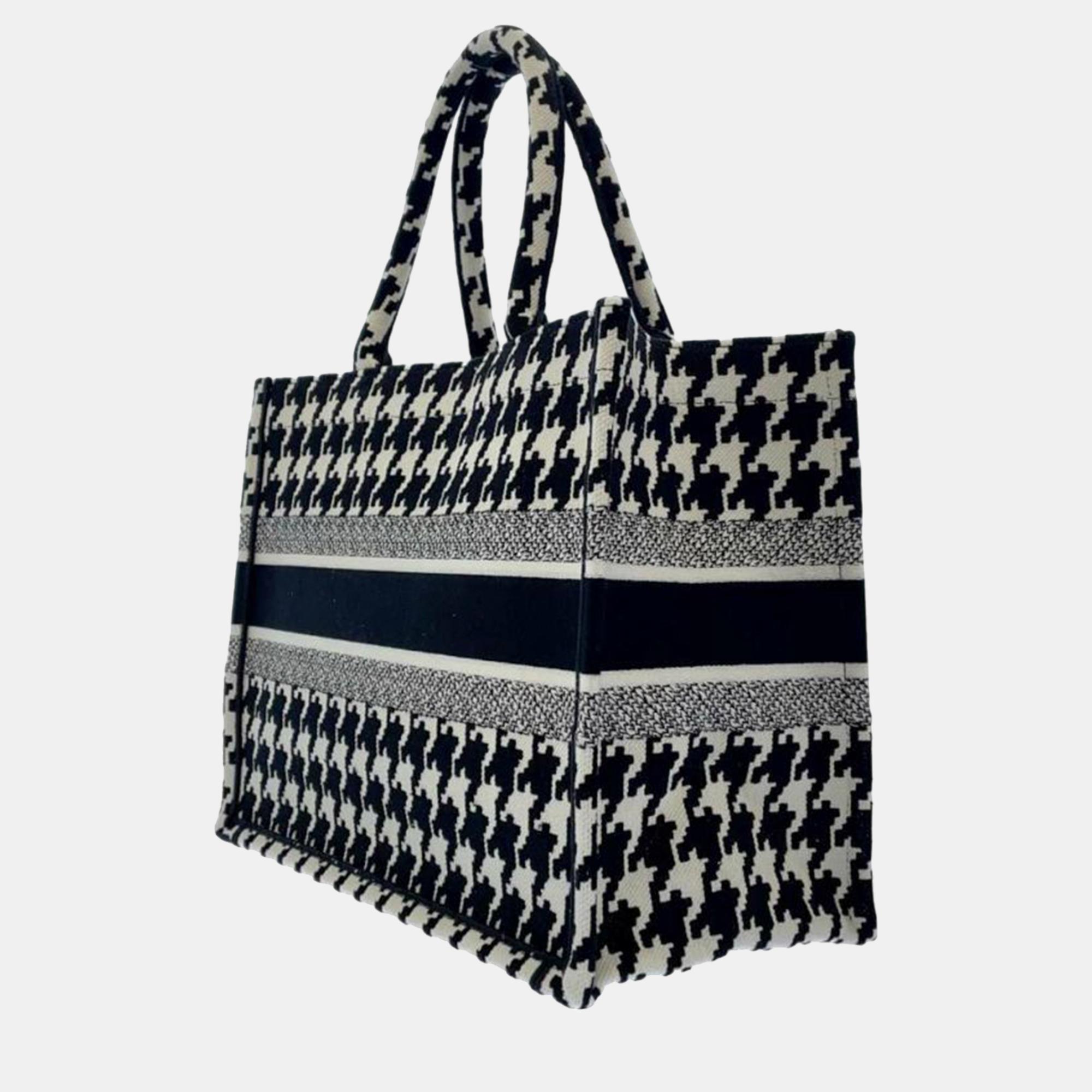 

Dior Black Medium Houndstooth Book Tote