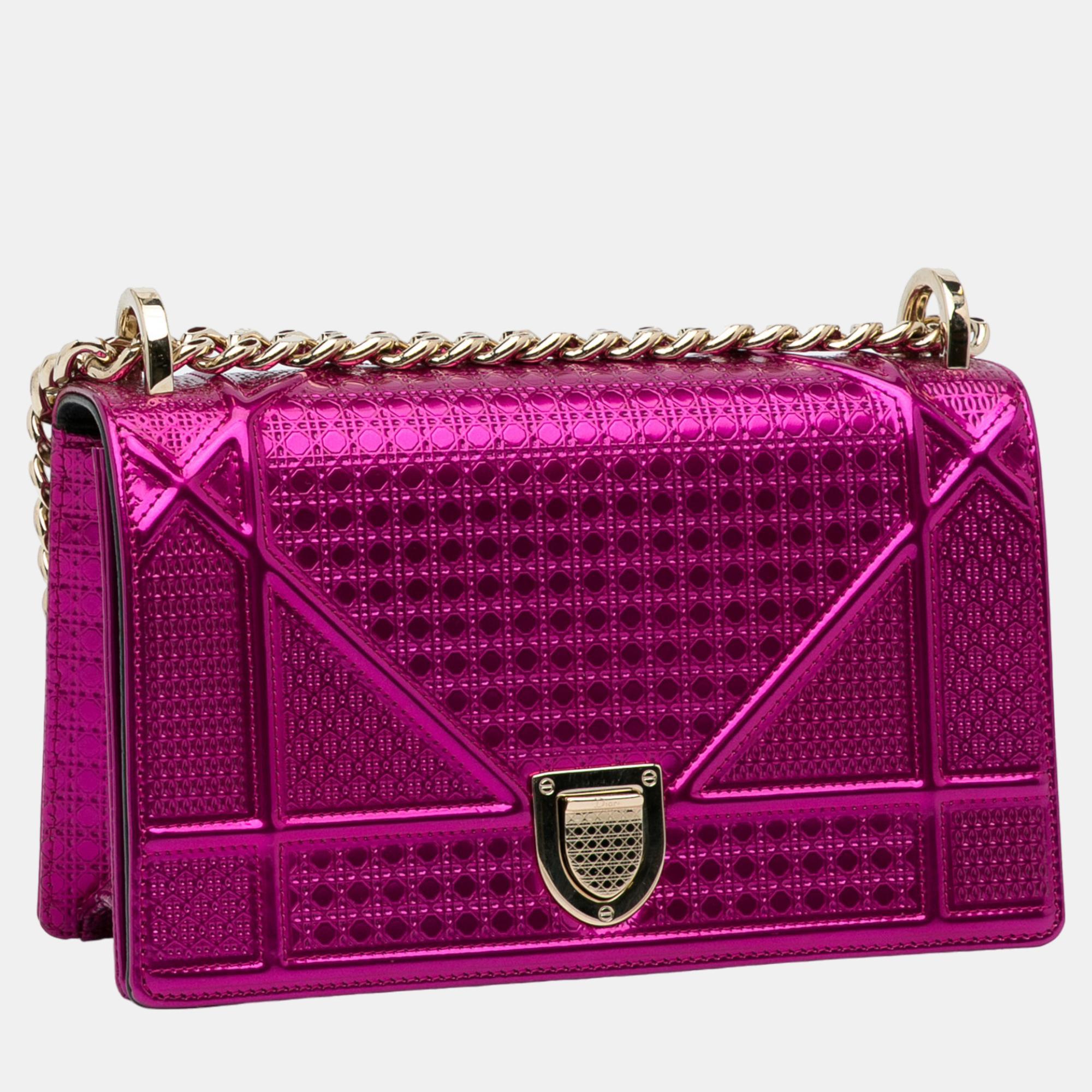 

Dior Pink Patent Microcannage Diorama Crossbody Bag