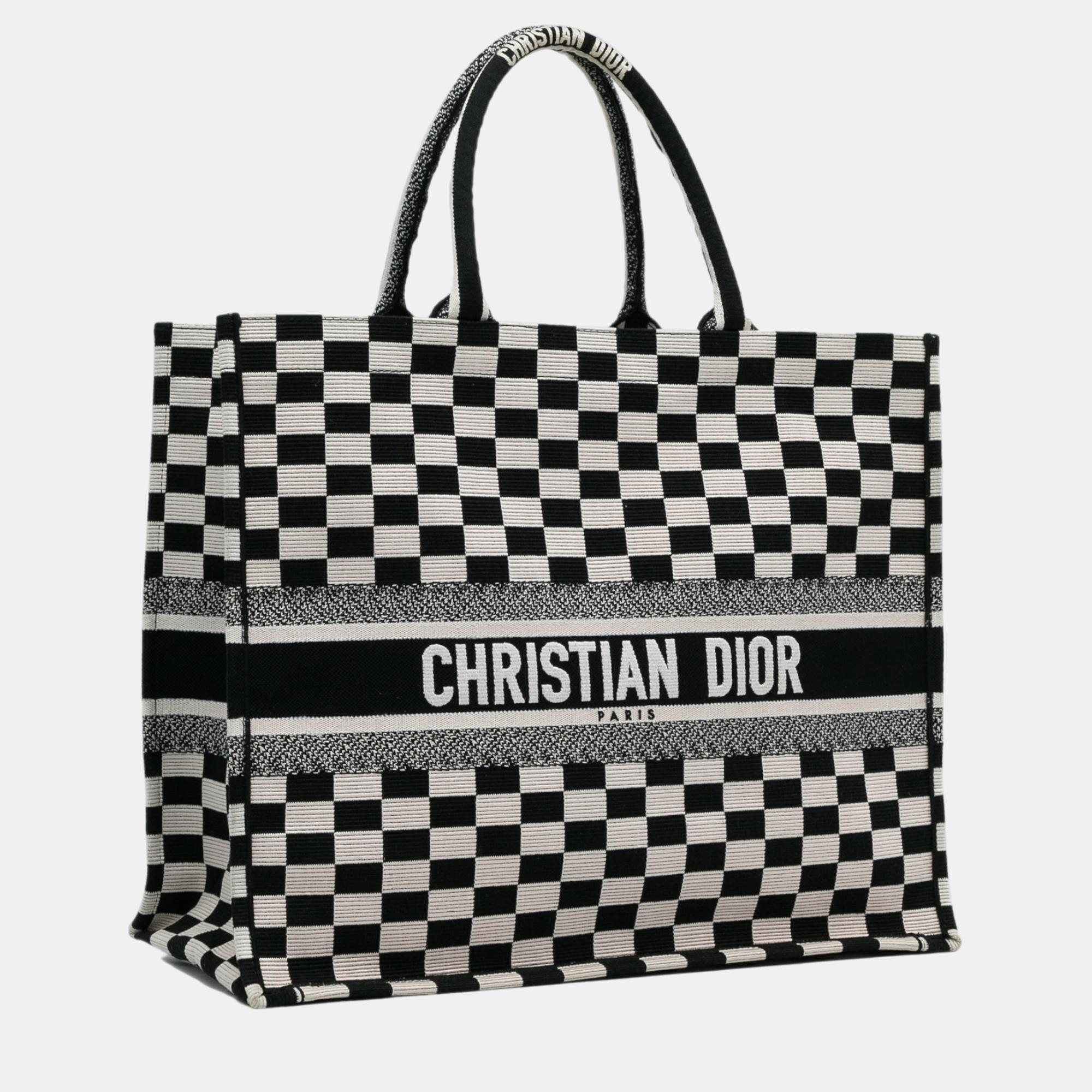 

Dior Black Large Check Book Tote