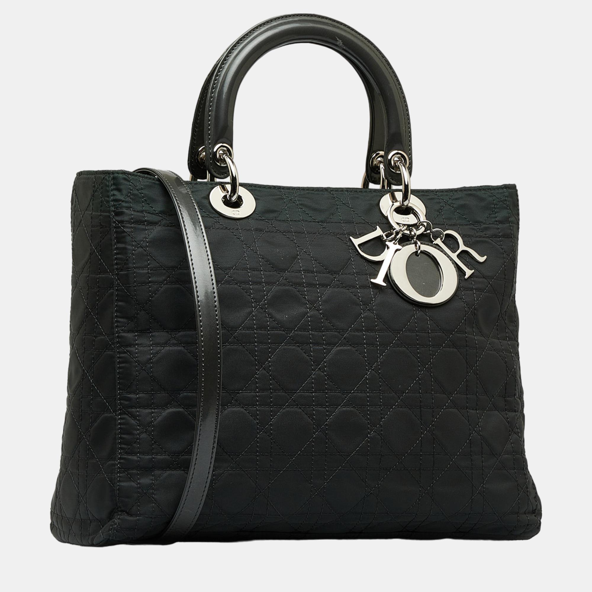 

Dior Black Large Cannage Nylon Lady Dior