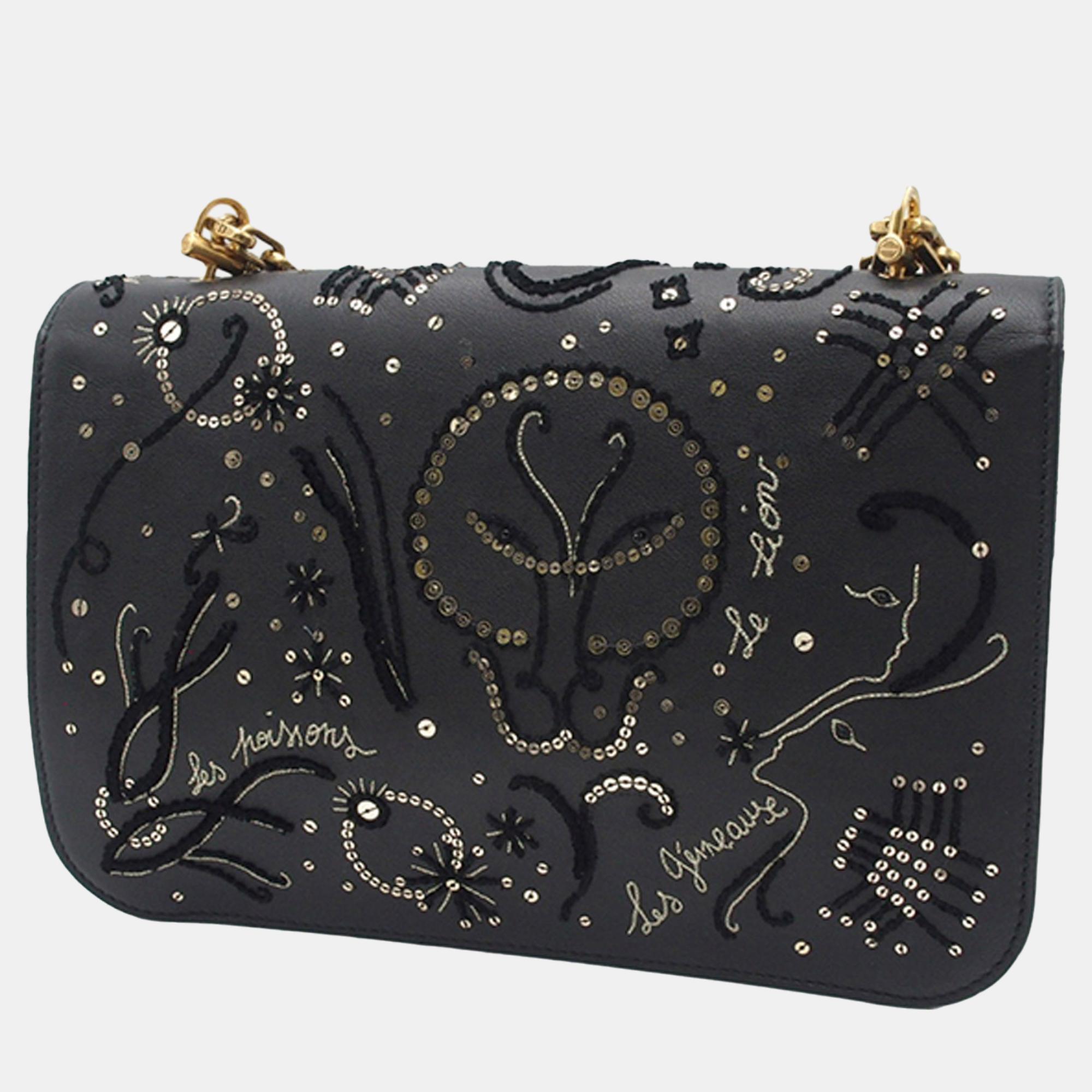 Dior Black Embellished Dioraddict Flap
