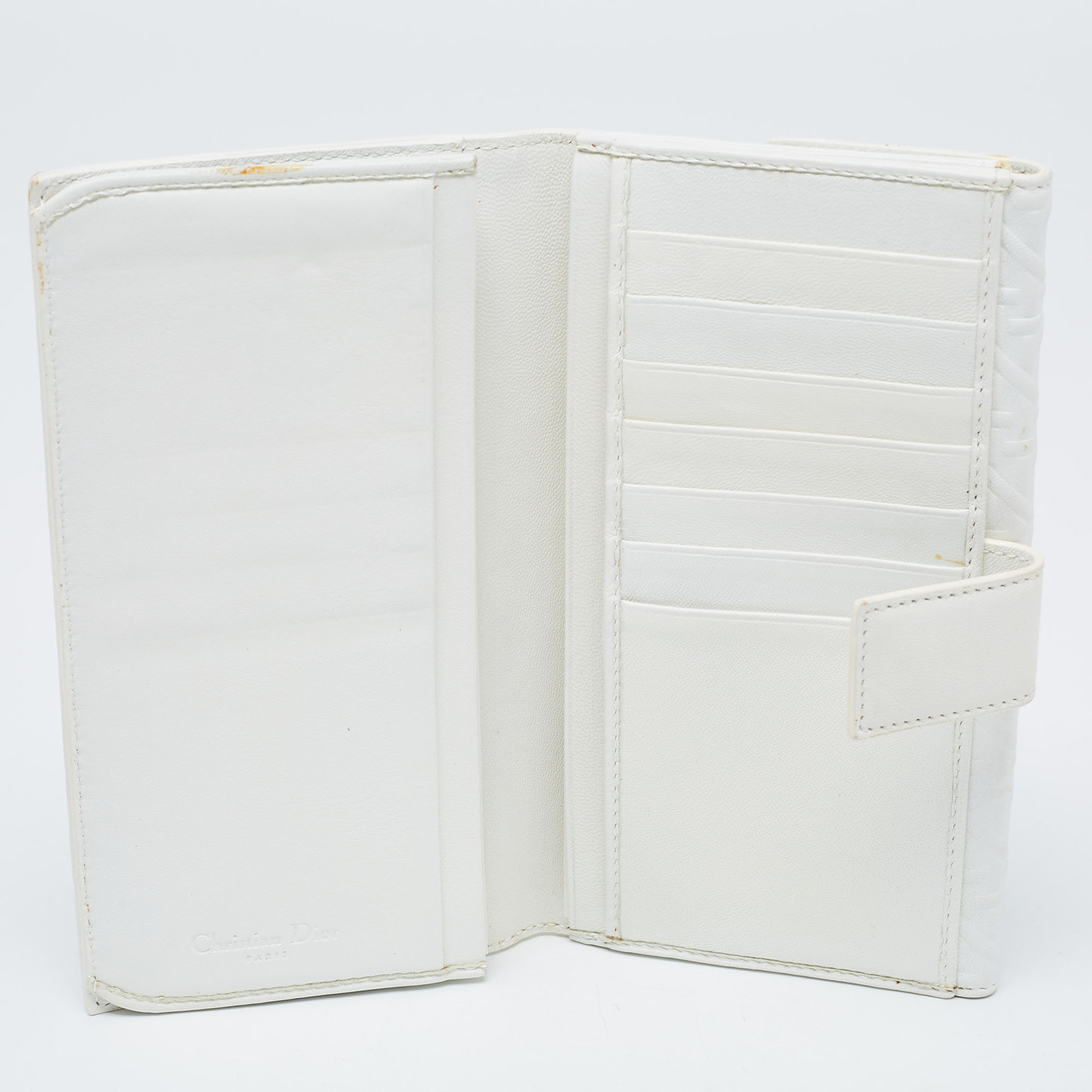 

Dior Off White Cannage Embossed Leather French Flap Continental Wallet