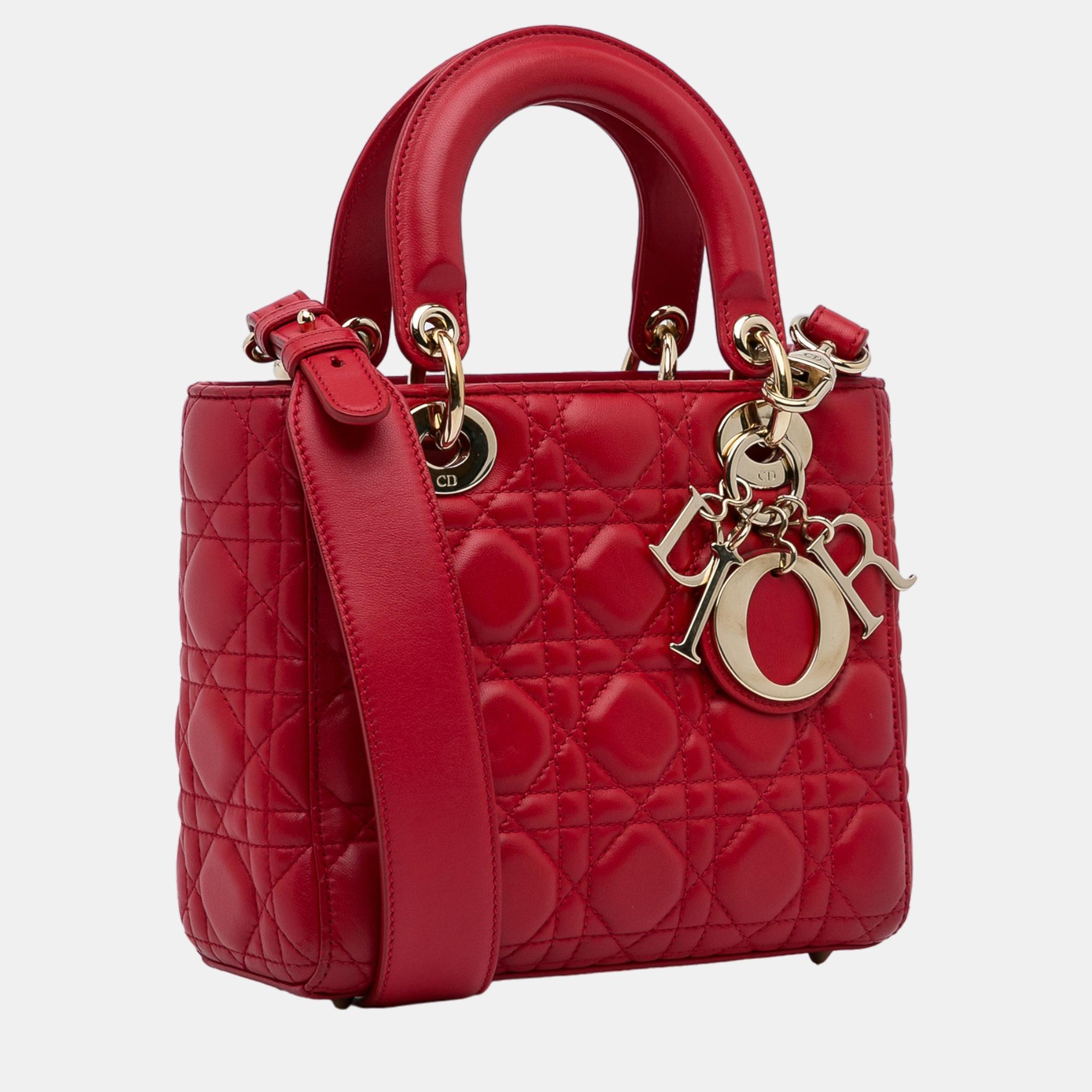 

Dior Red Small Cannage Lady Dior My ABCDior