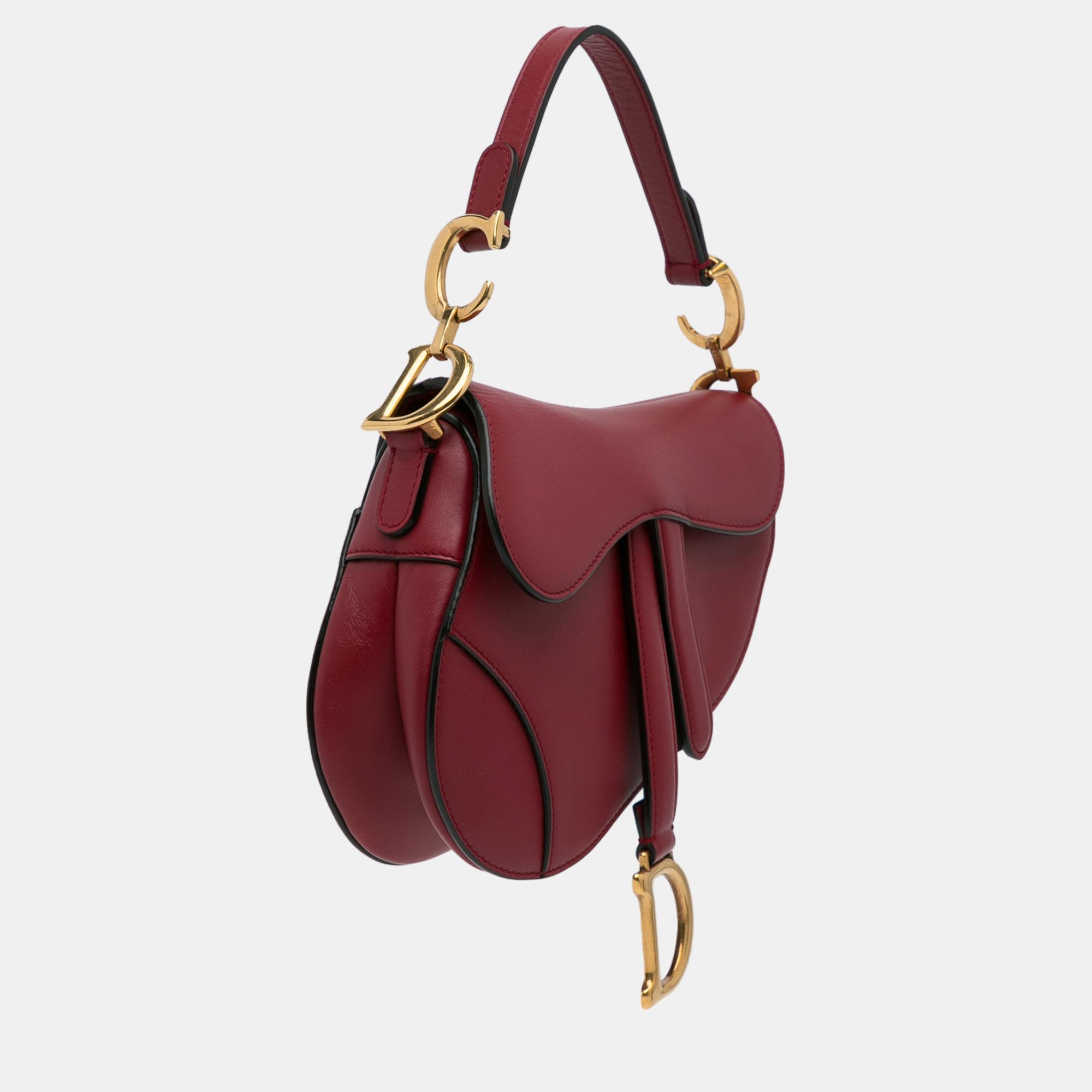 

Dior Red Mini Leather Saddle Bag