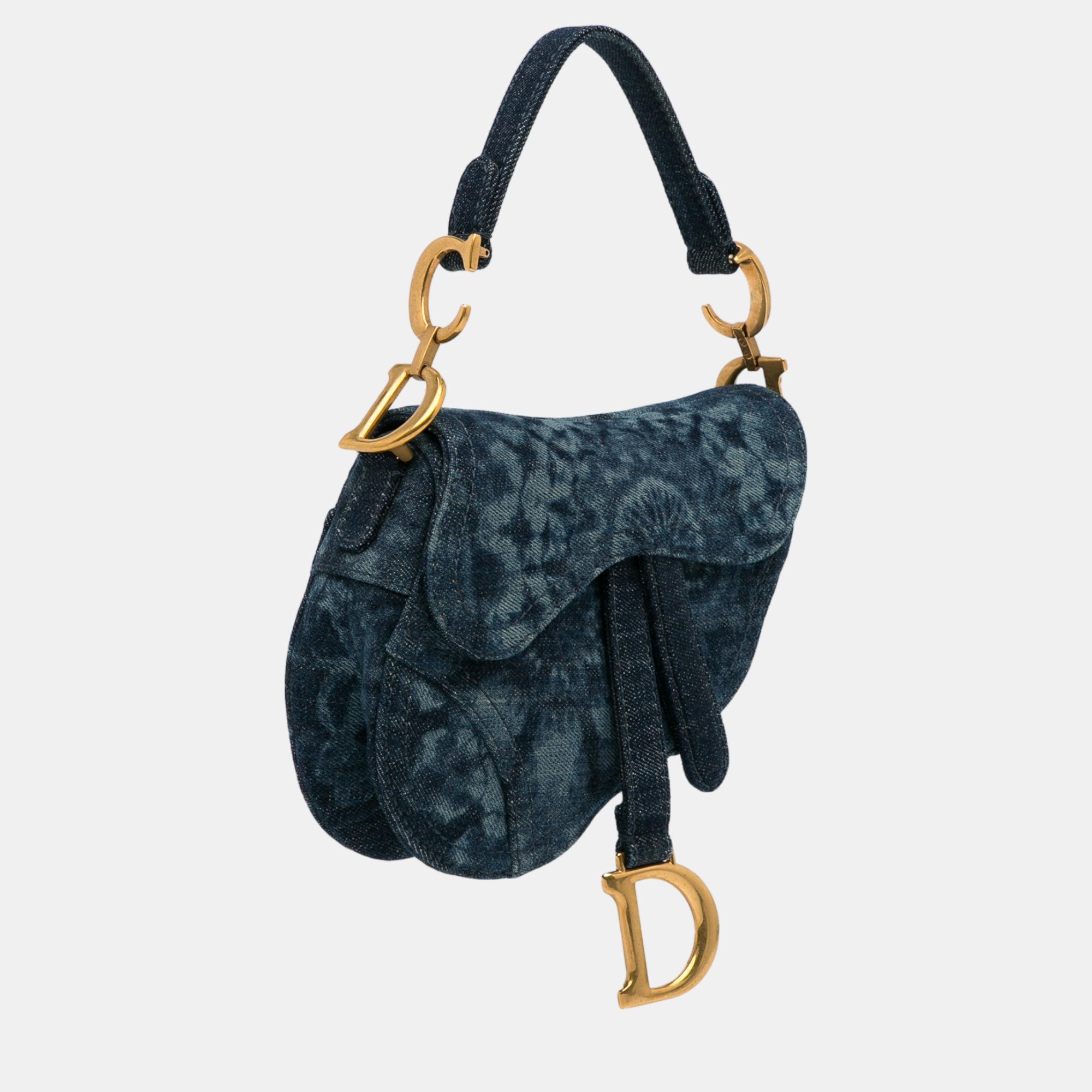 

Dior Blue Tie Dye Printed Denim Saddle Bag