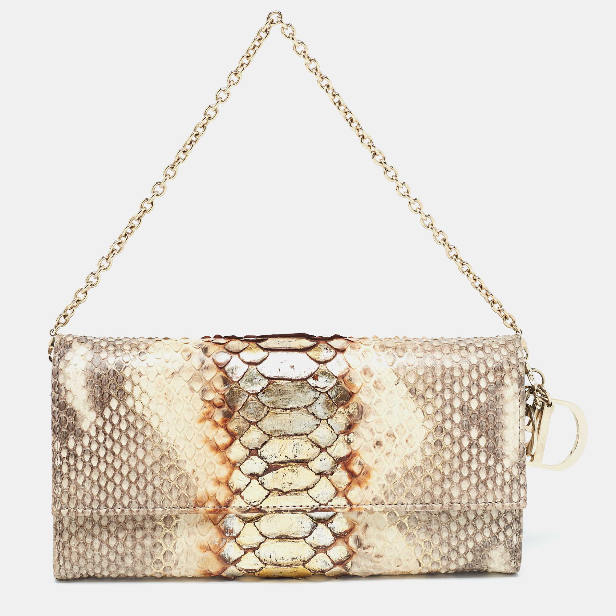 

Dior Beige/Brown Python and Leather Lady Dior Wallet On Chain