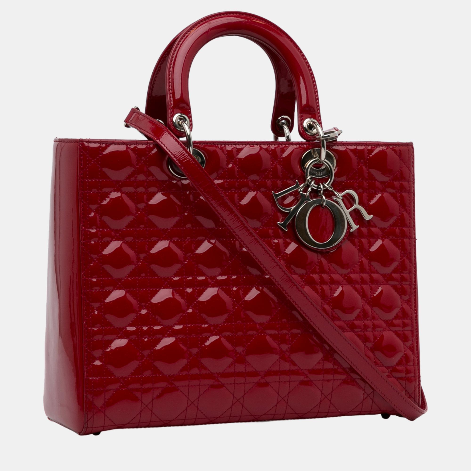 

Dior Red Large Cannage Patent Lady Dior