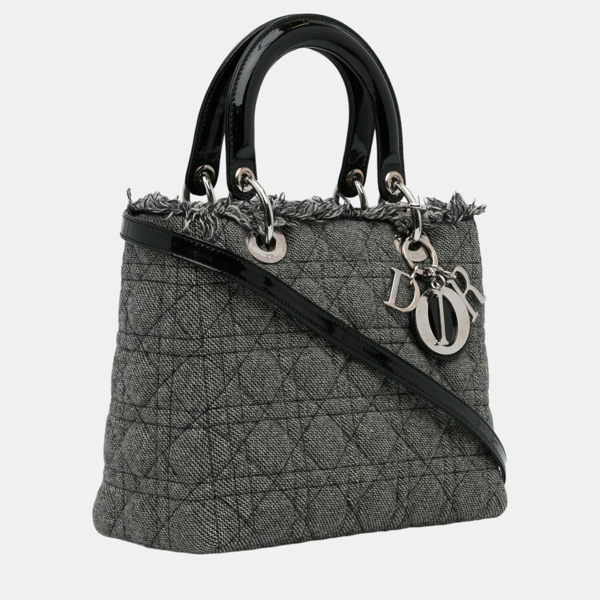 

Dior Grey Medium Cannage Tweed Lady Dior