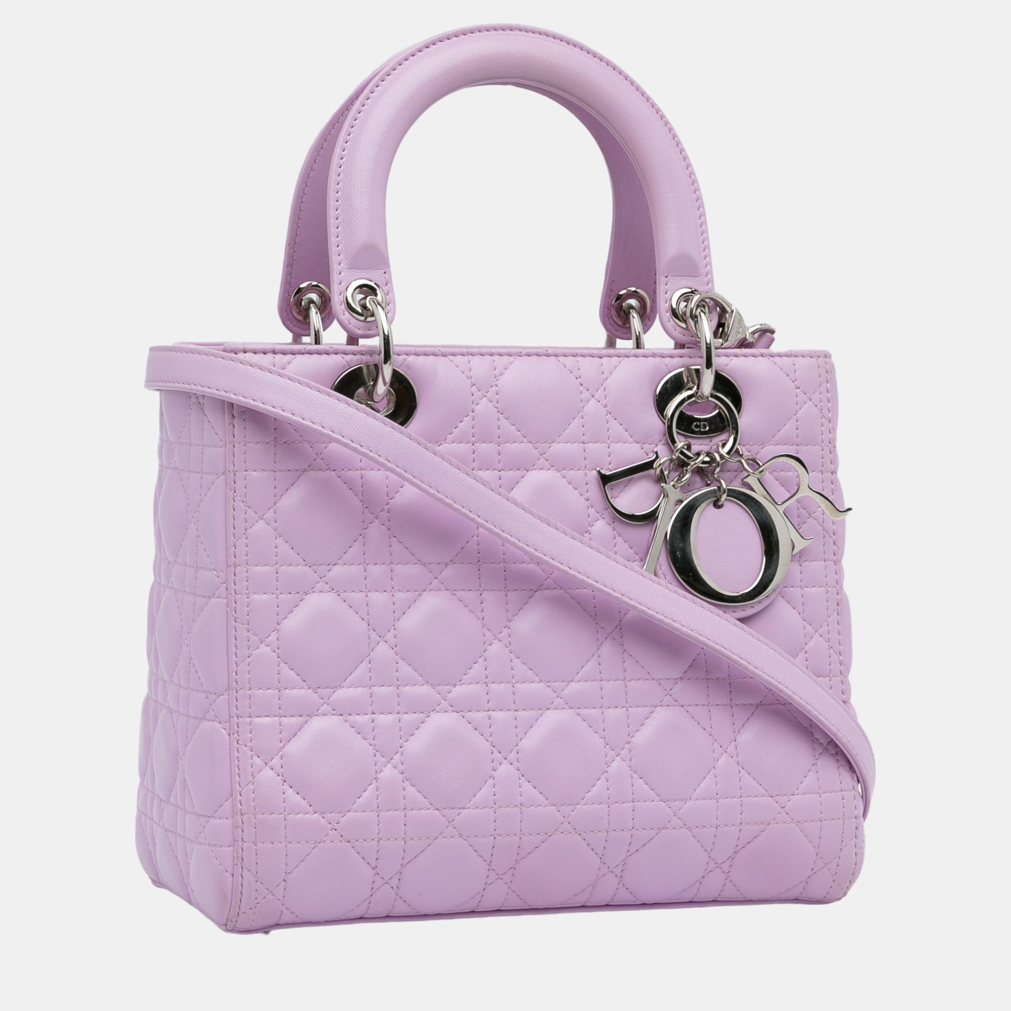 

Dior Purple Medium Lambskin Cannage Lady Dior