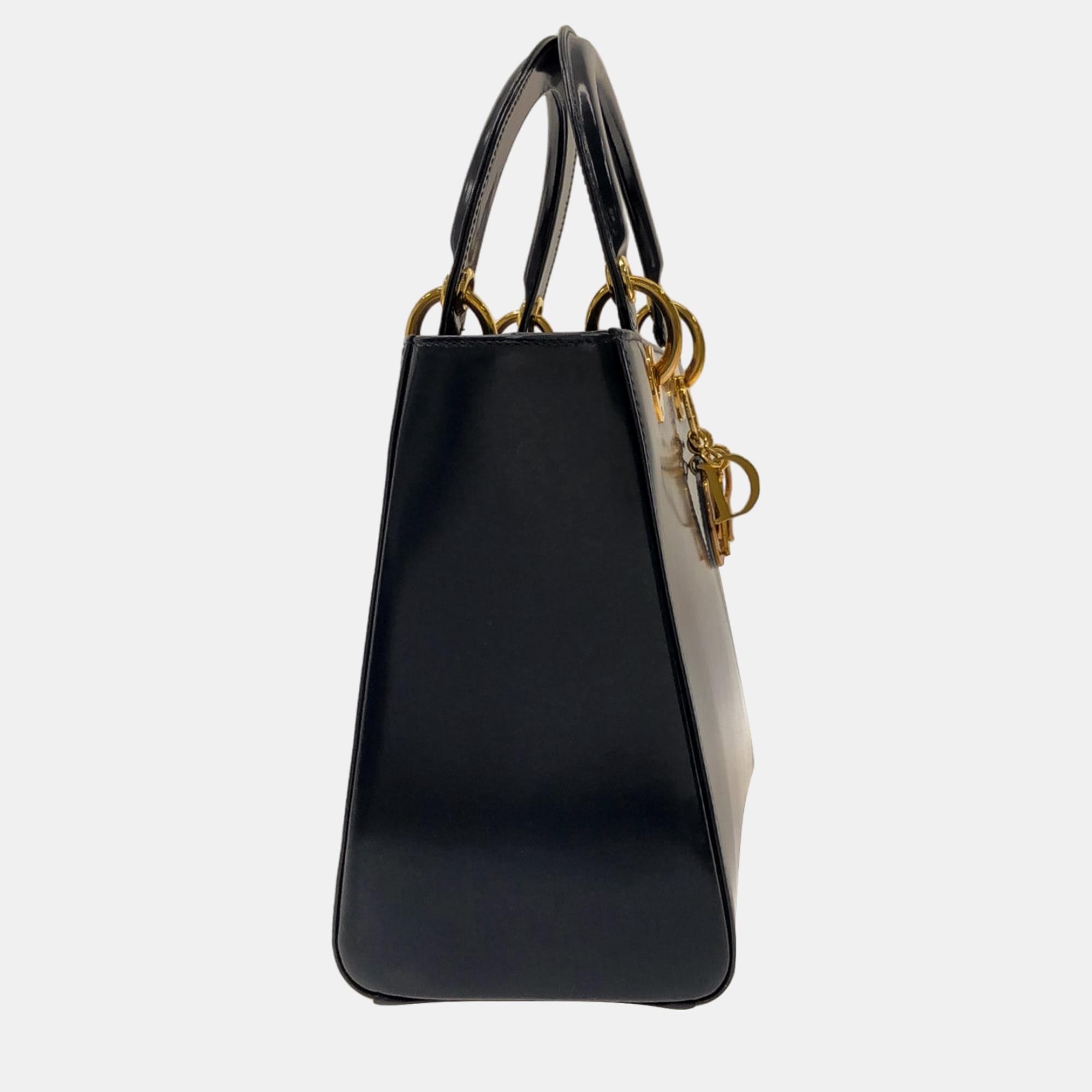 

Dior Navy Blue Medium Patent Lady Dior