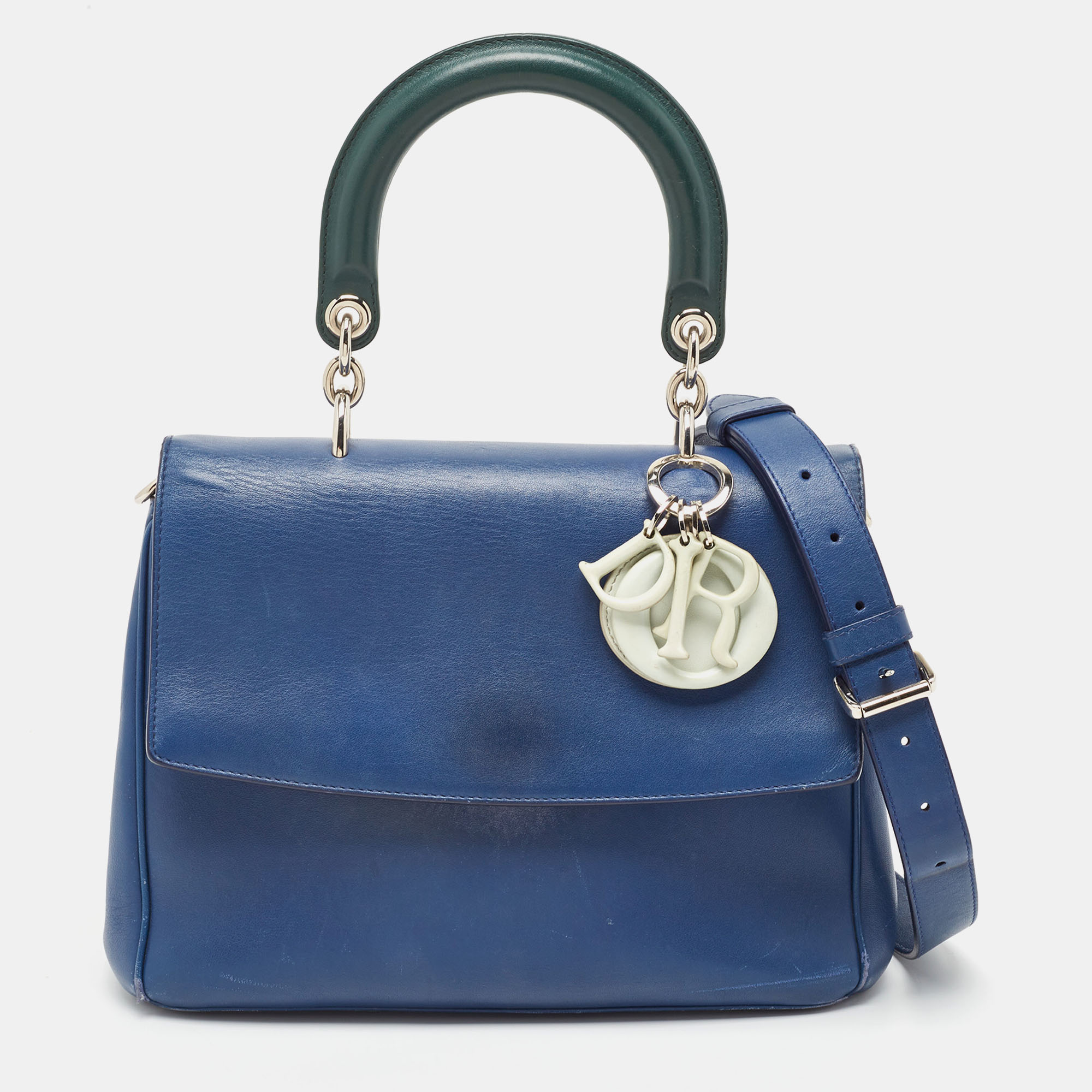 Pre-owned Dior Flap Top Handle Bag In Blue