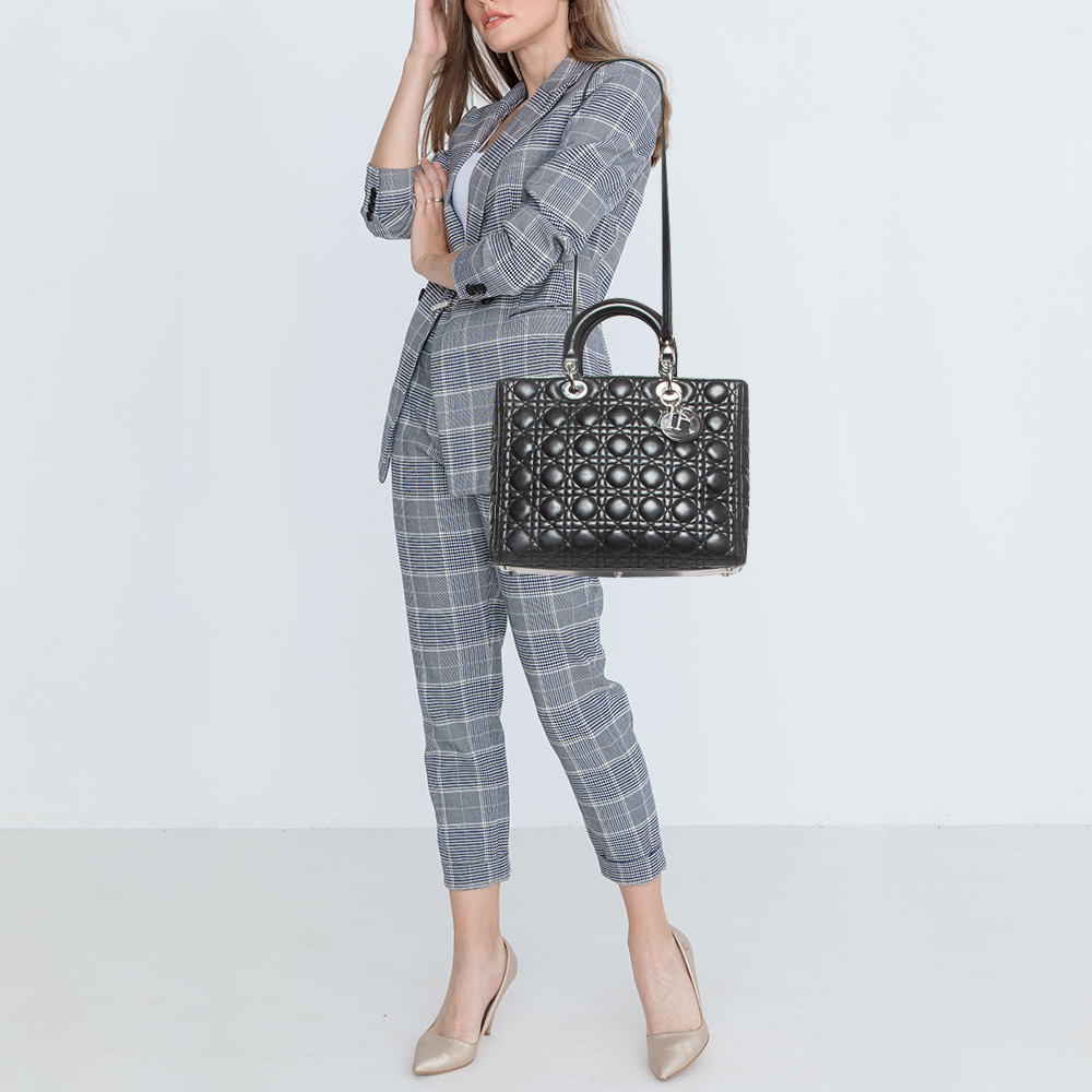 

Dior Black Cannage Leather  Lady Dior Tote