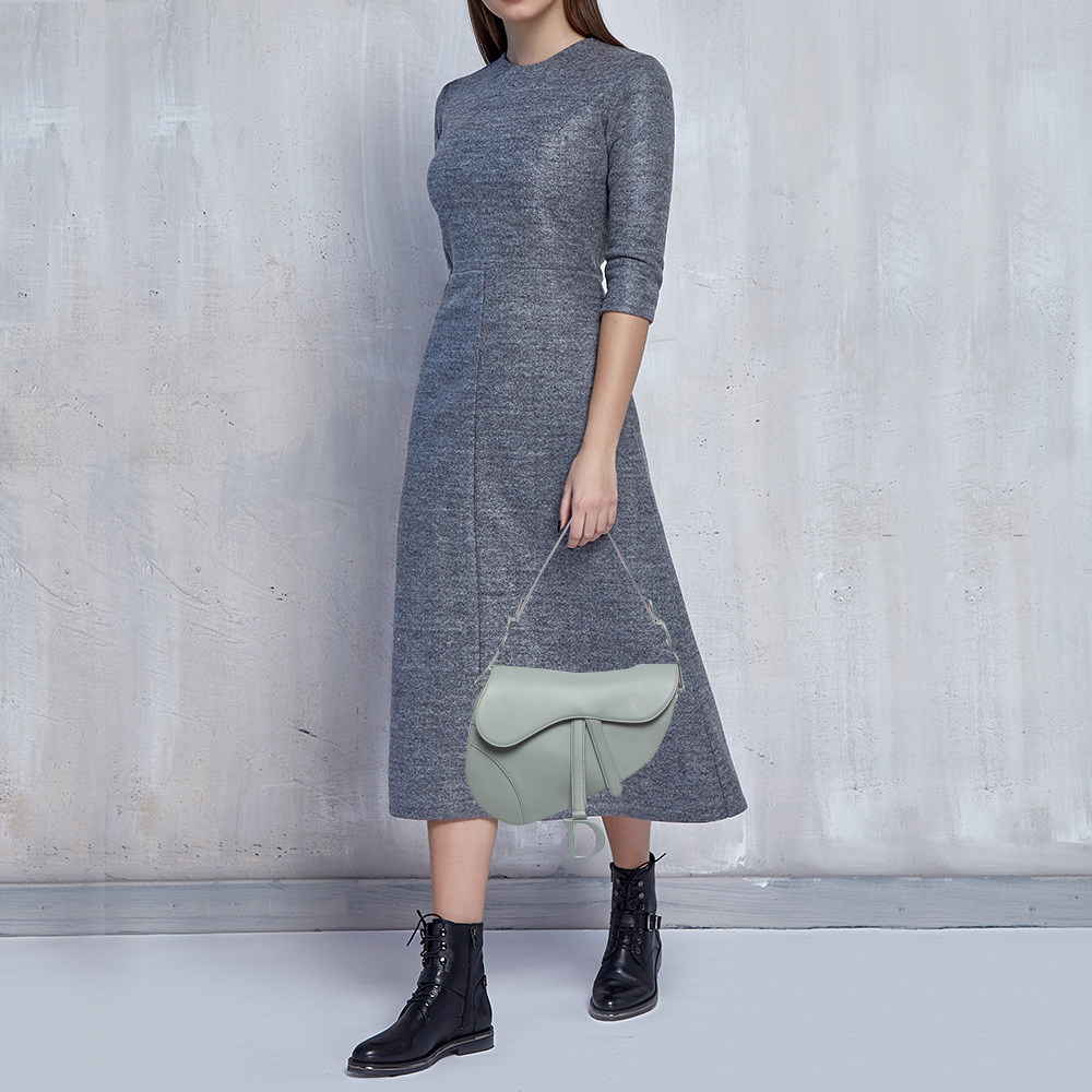 

Dior Grey Ultra Matte Leather Saddle Shoulder Bag