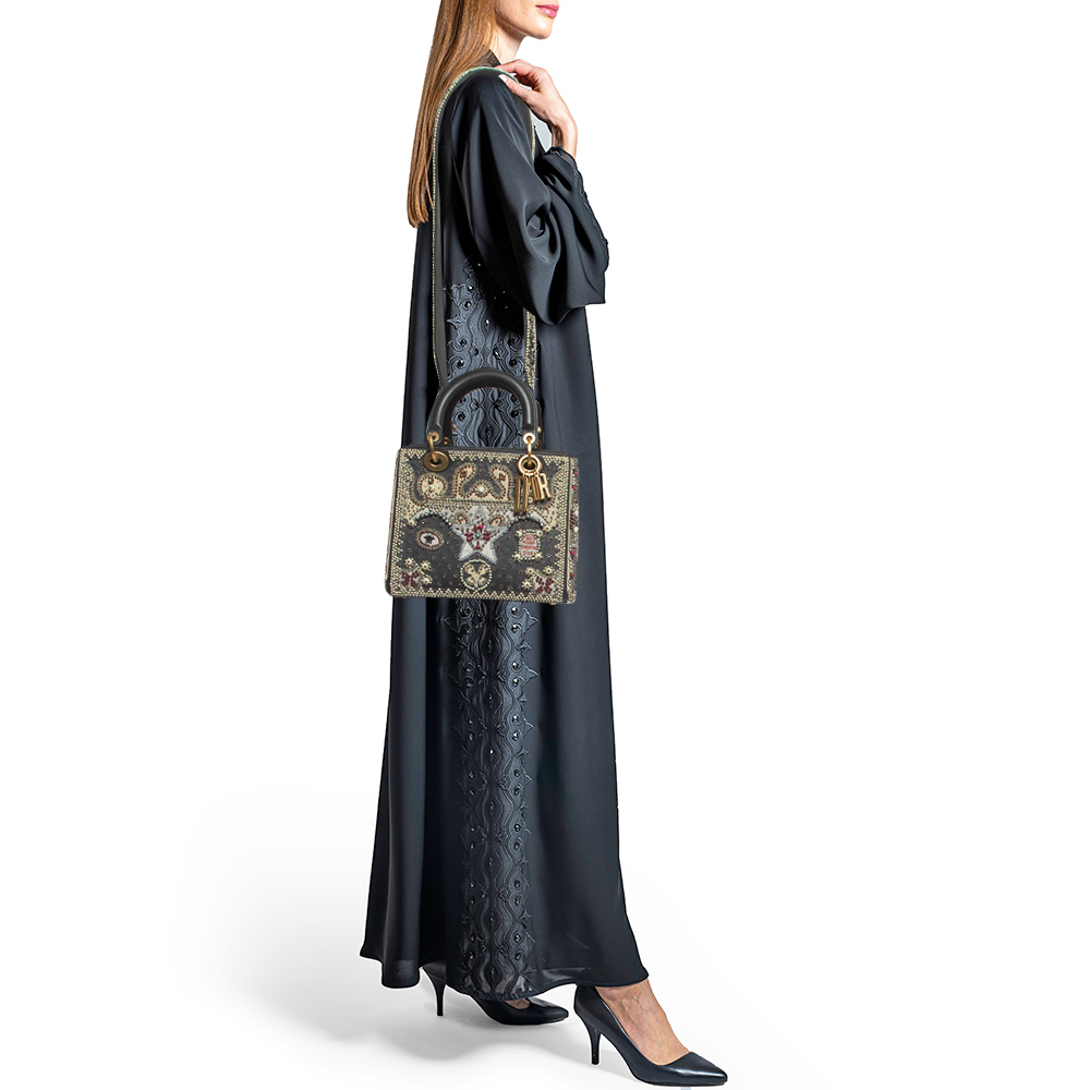 

Dior Multicolor Beaded Leather and Fabric  Lady Dior Tote