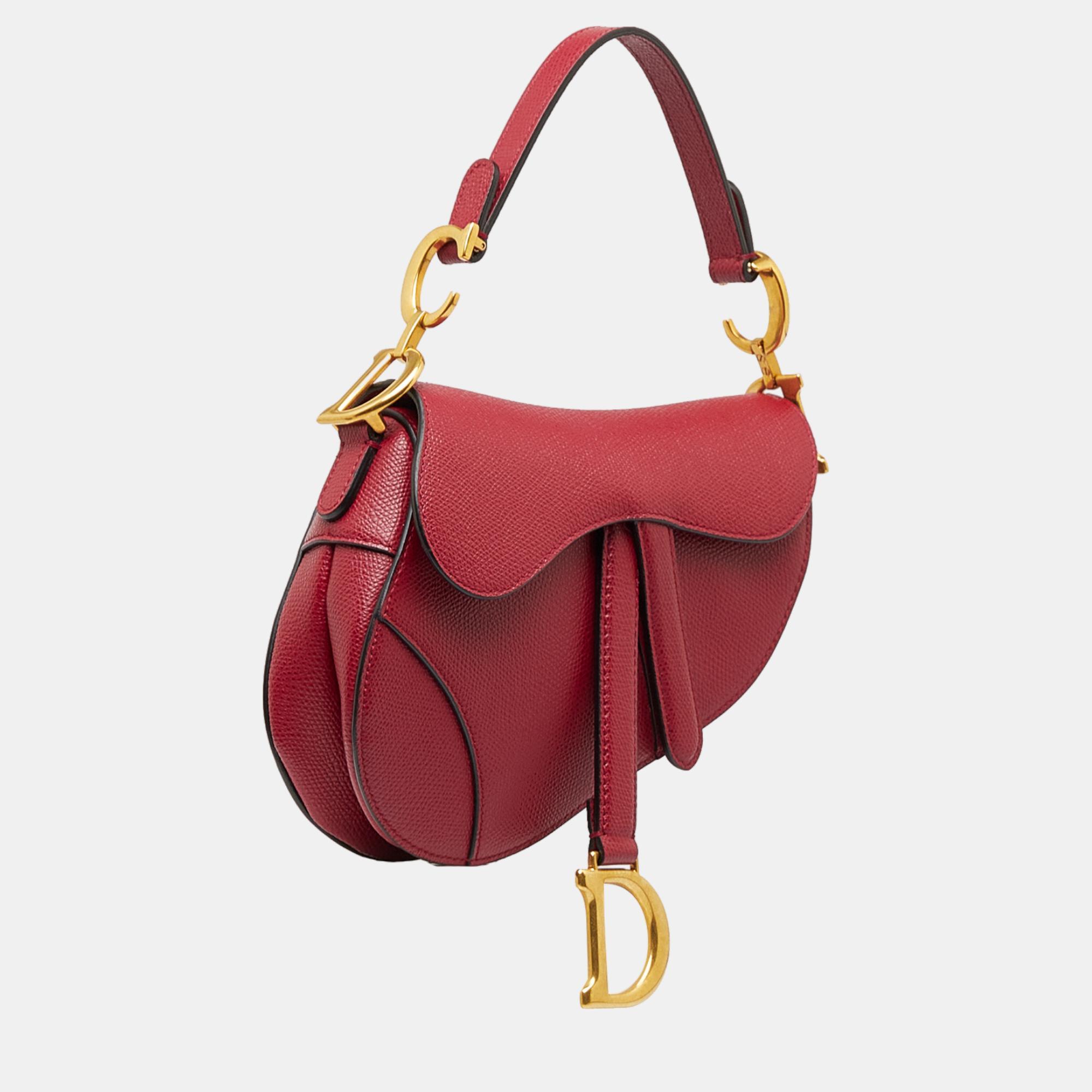 

Dior Red Mini Leather Saddle Bag