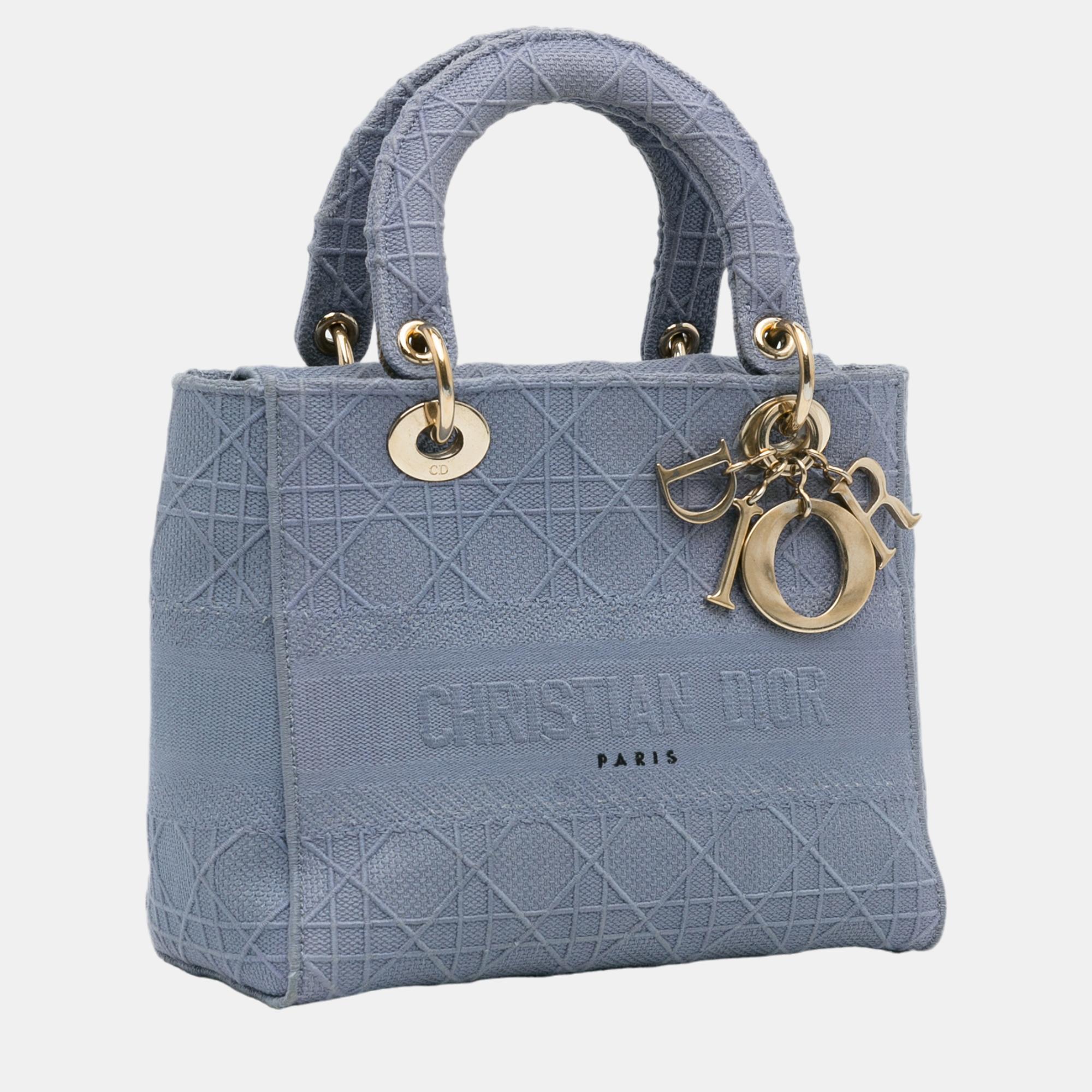 

Dior Blue Medium Cannage Lady D-Lite