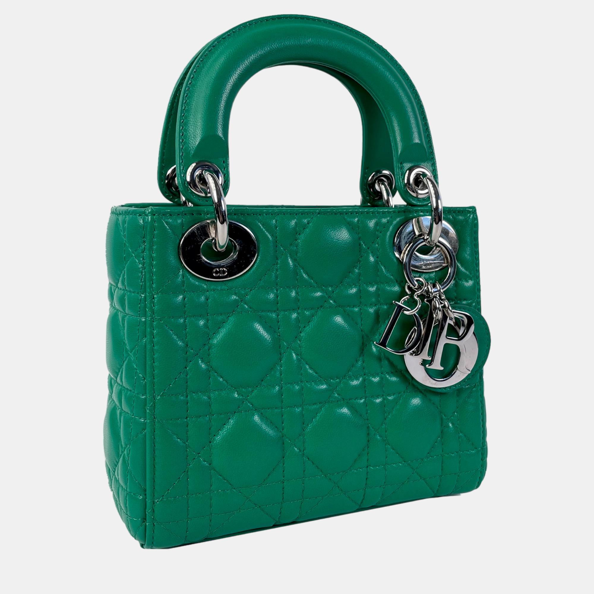 

Dior Green Mini Lambskin Cannage Lady Dior