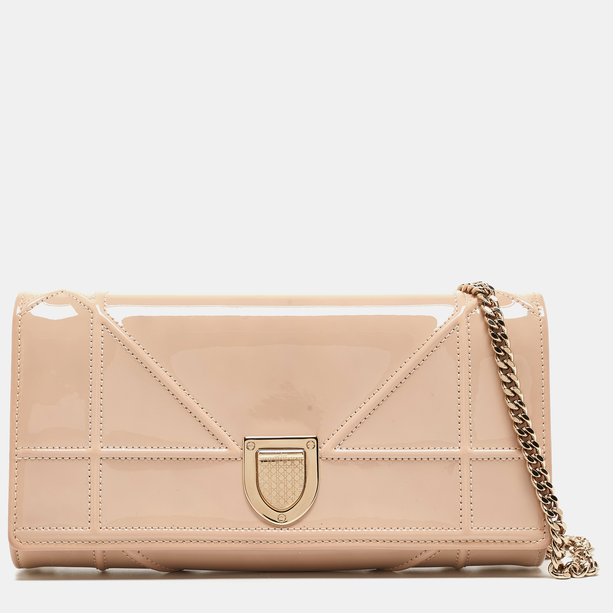 Pre-owned Dior Ama Wallet On Chain In Beige