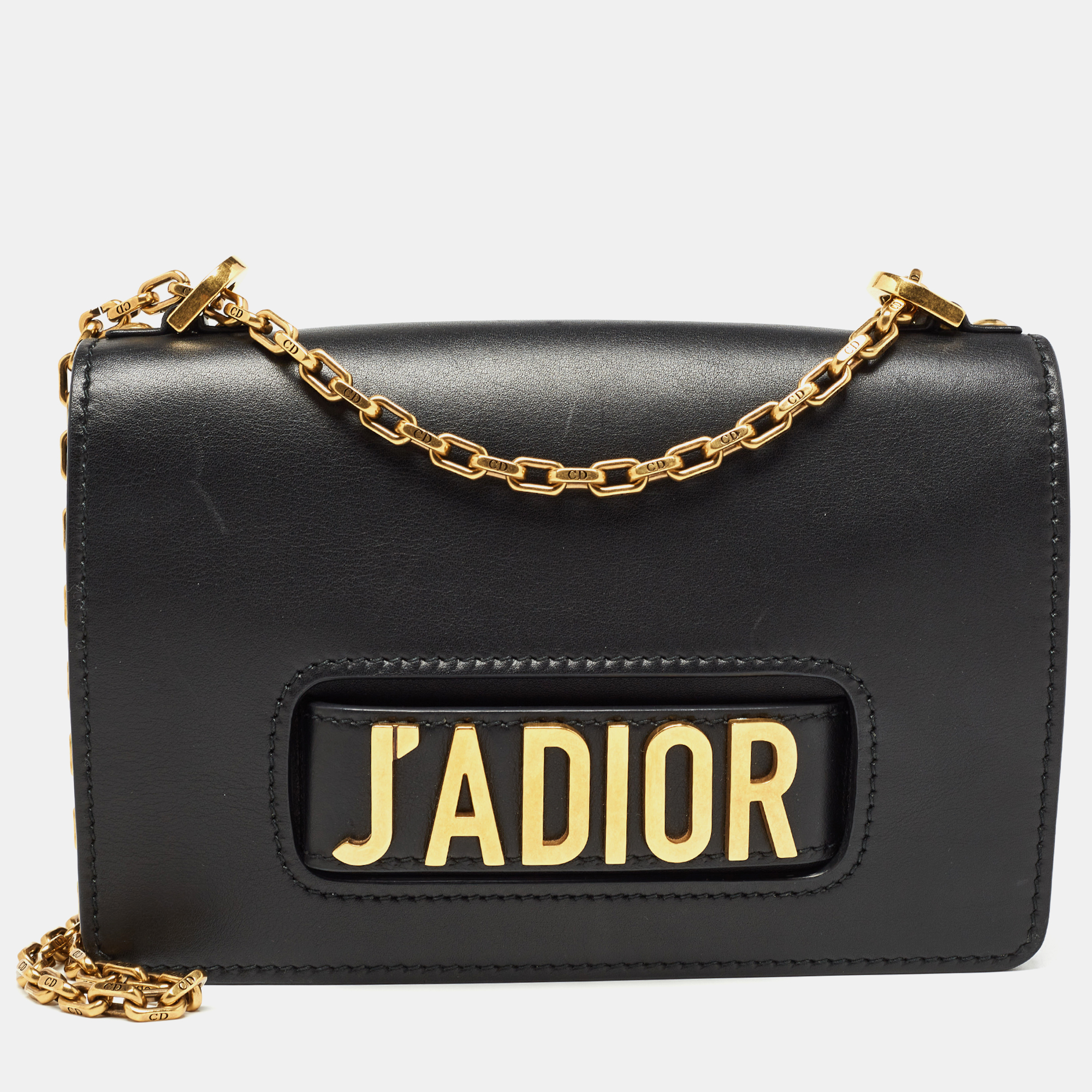 Pre-owned Dior Black Leather J'a Flap Shoulder Bag