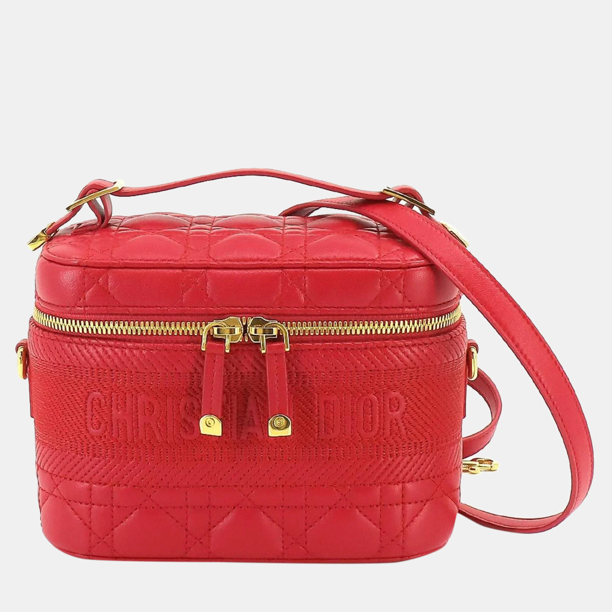 Pre-owned Dior Travel Vanity Case Shoulder Bag In Red