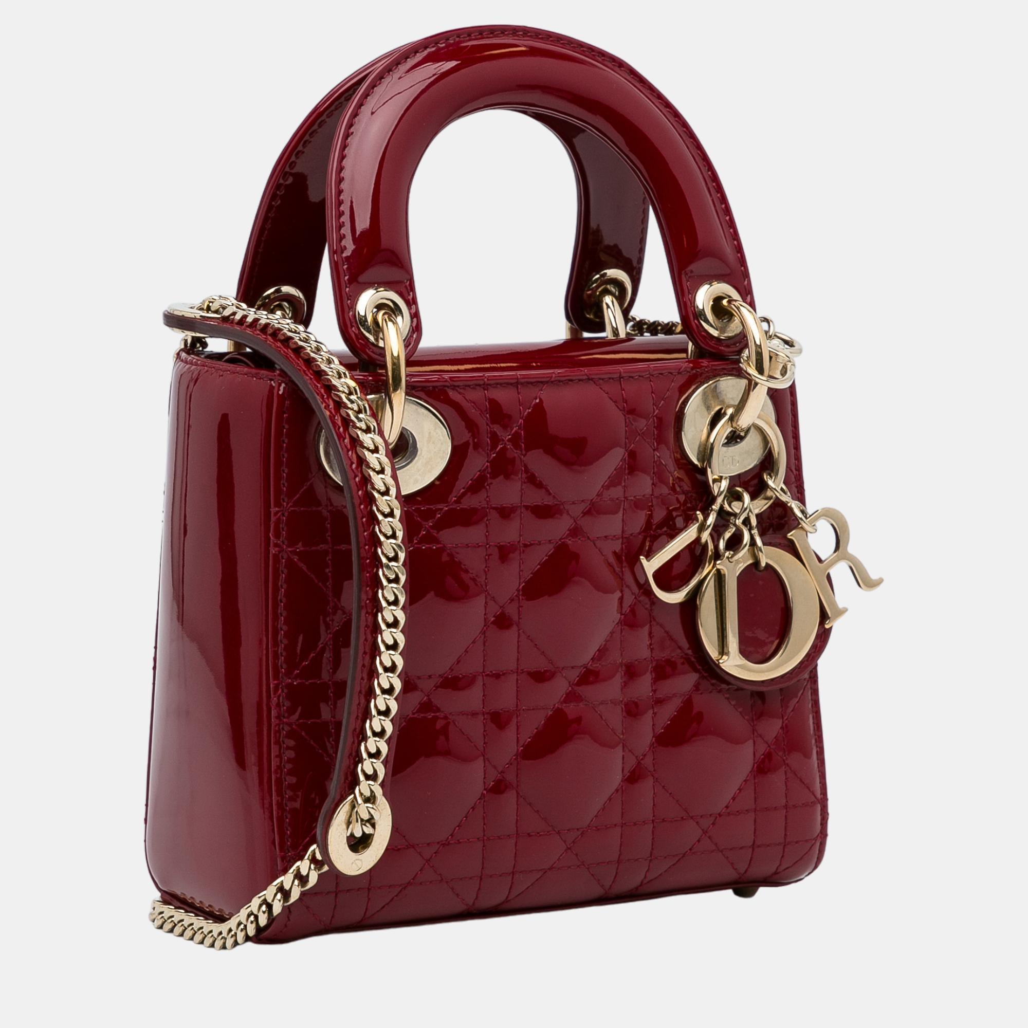 

Dior Red Mini Cannage Patent Lady Dior