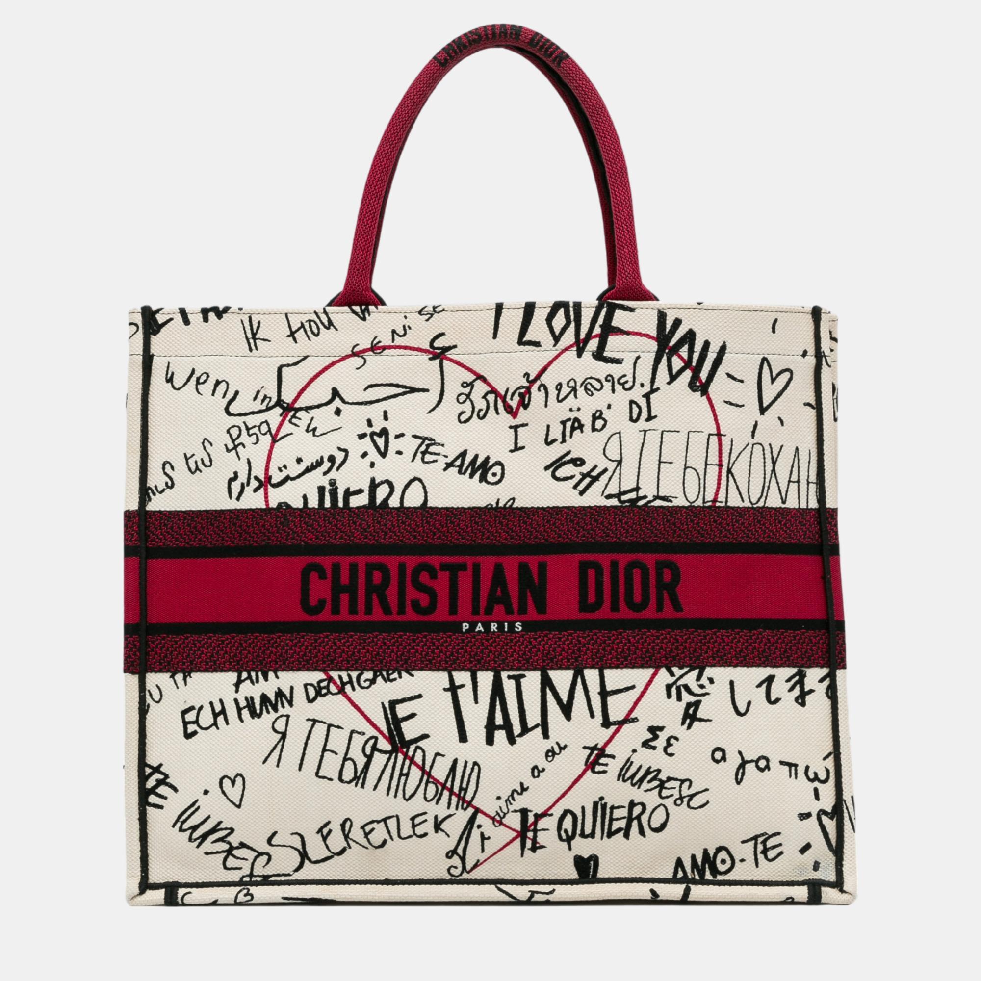 Dior book tote with dioramour online graffiti