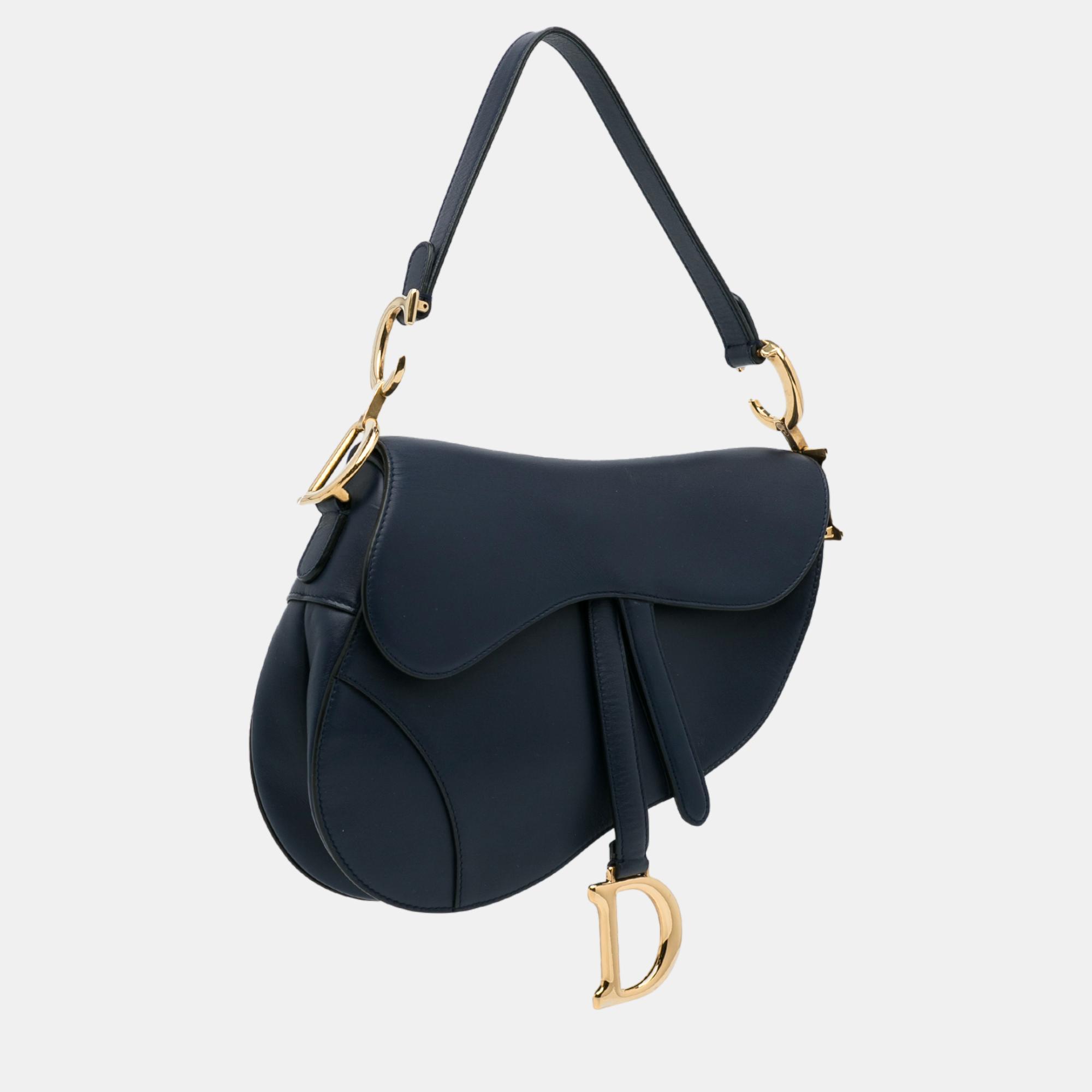 

Dior Navy Blue Medium Leather Saddle Bag
