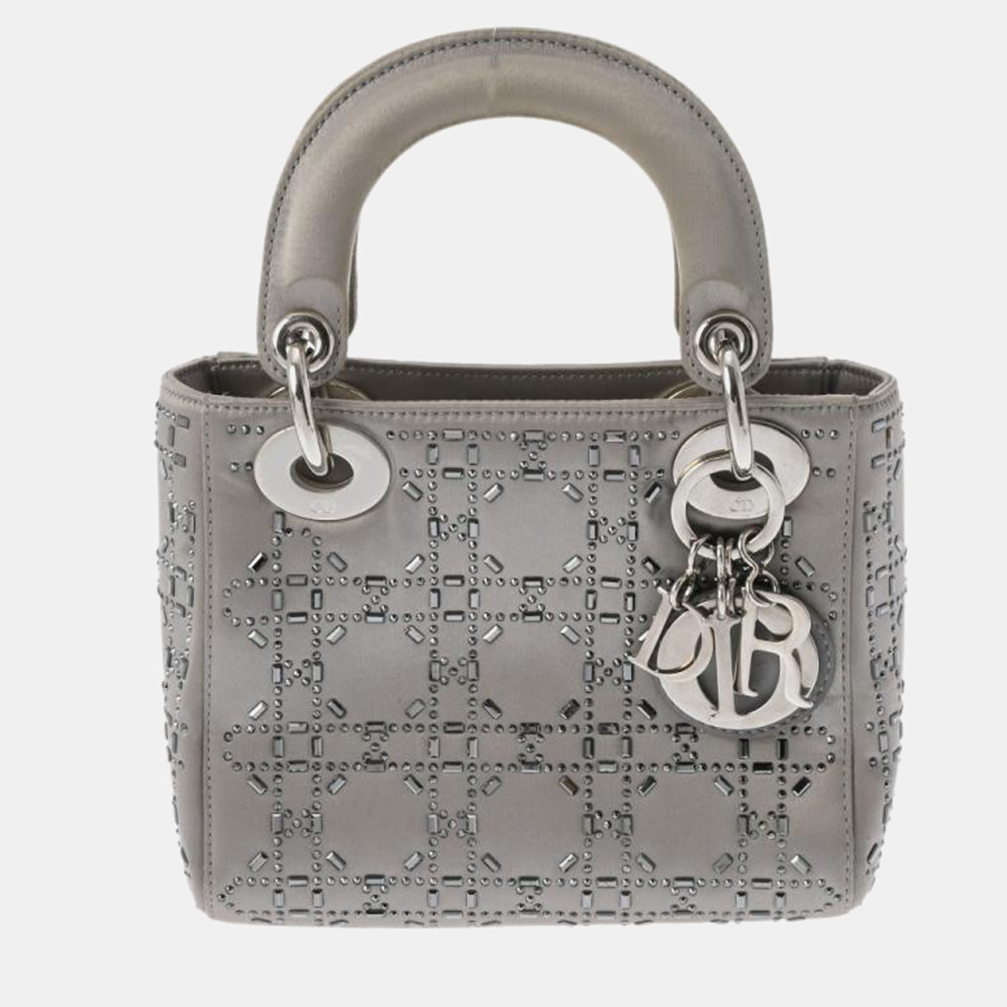 

Dior Grey Mini Strass Cannage Lady Dior Bag