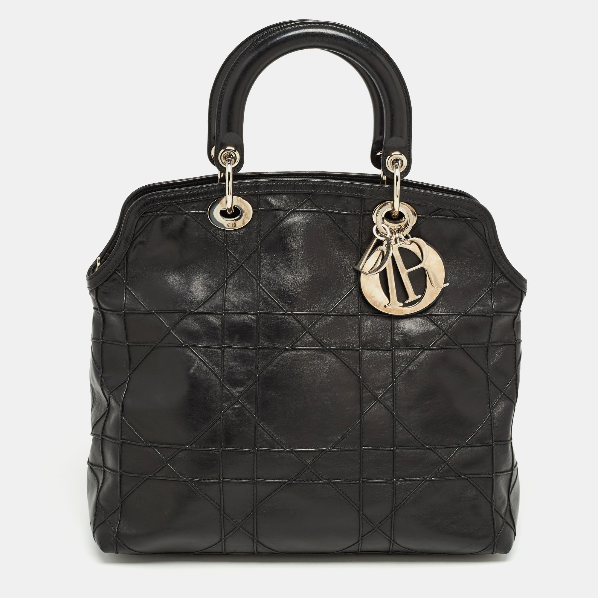 Pre-owned Dior Black Cannage Leather Granville Tote
