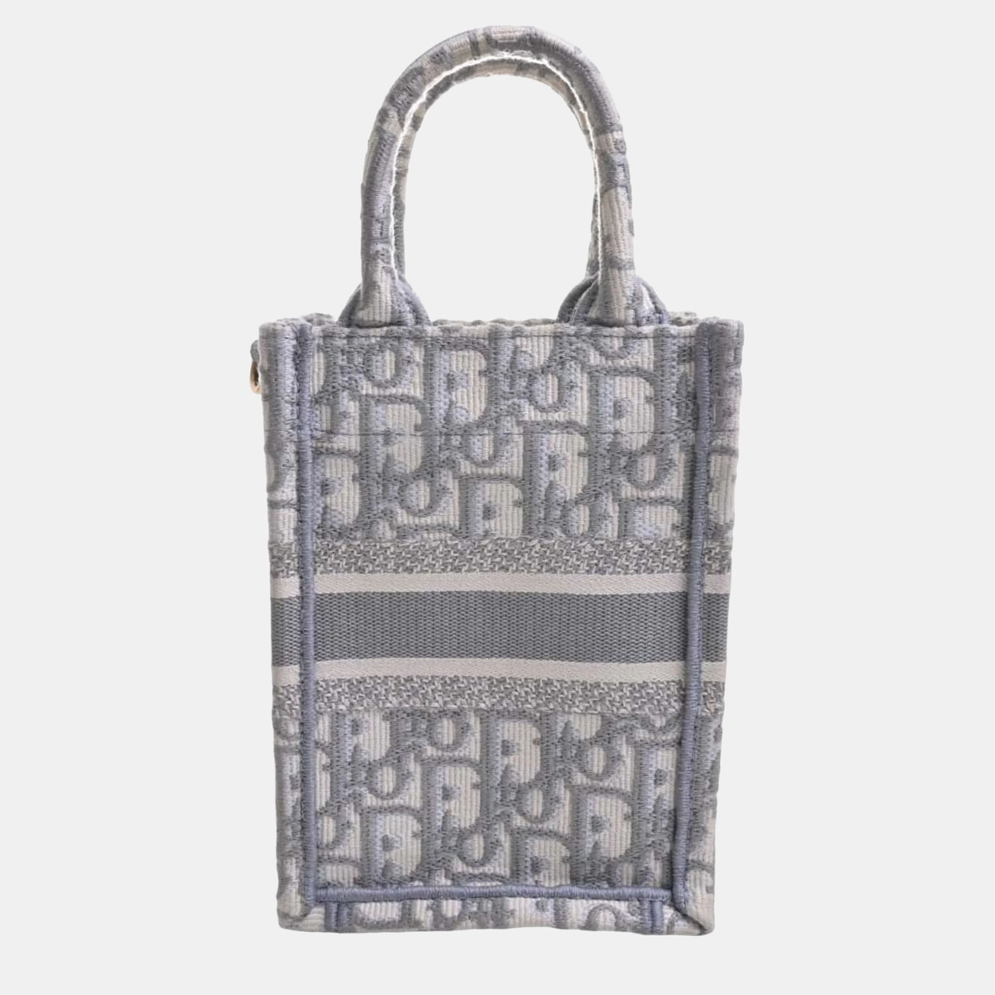 

Dior Grey Oblique Canvas Mini Book Tote Phone Shoulder Bag