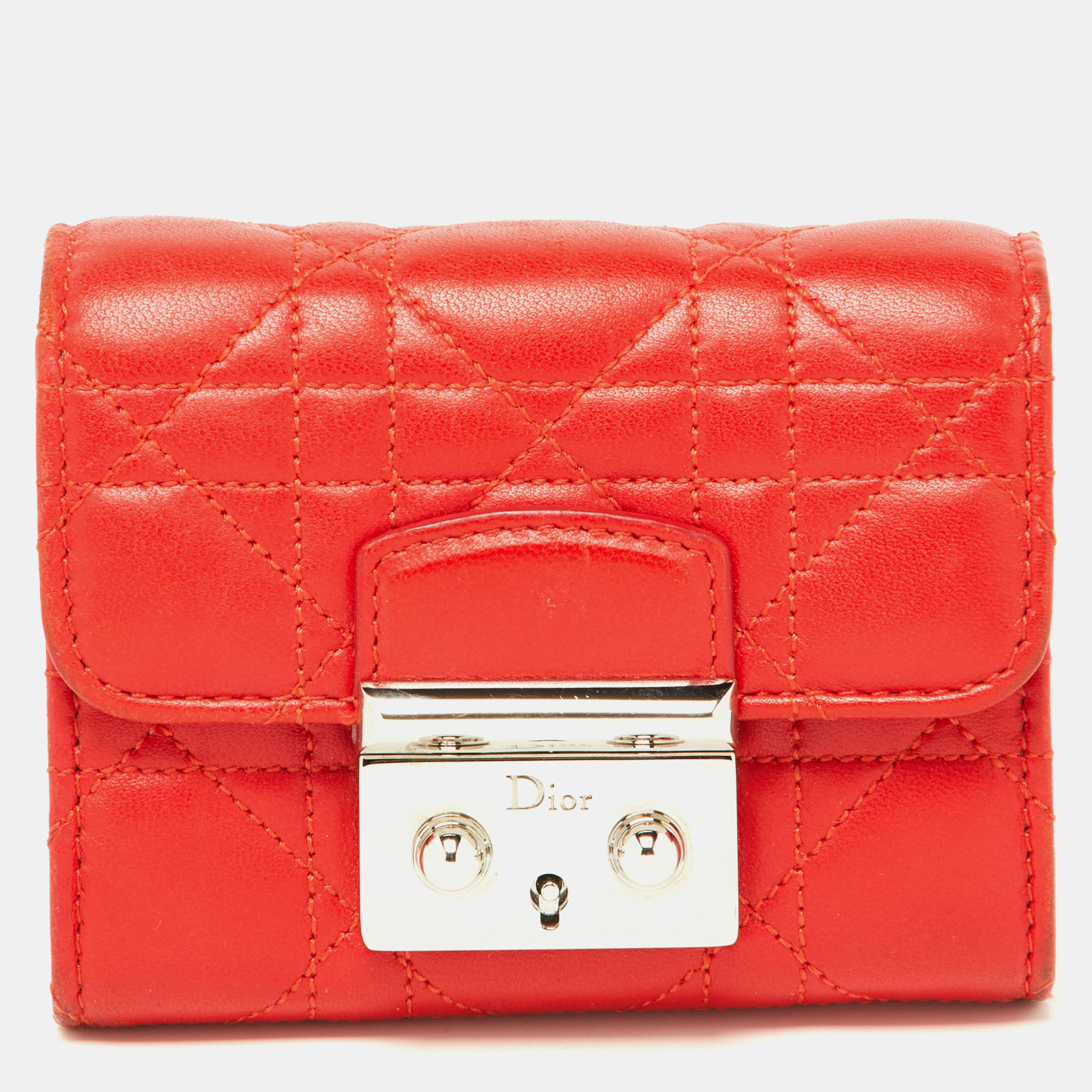 

Dior Red Cannage Leather Miss Dior Compact Wallet