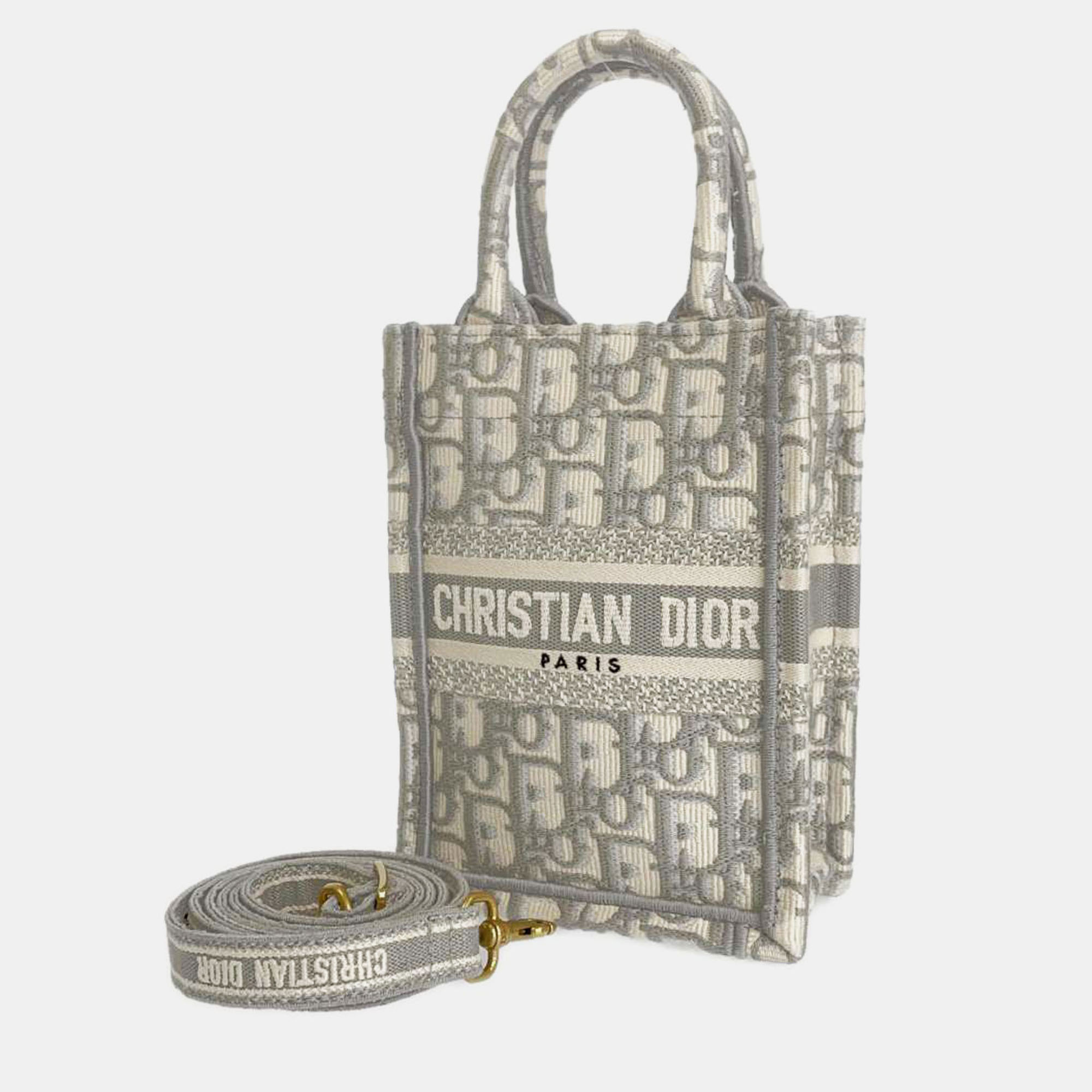 

Dior Gray Canvas Mini book tote vertical bag, Grey