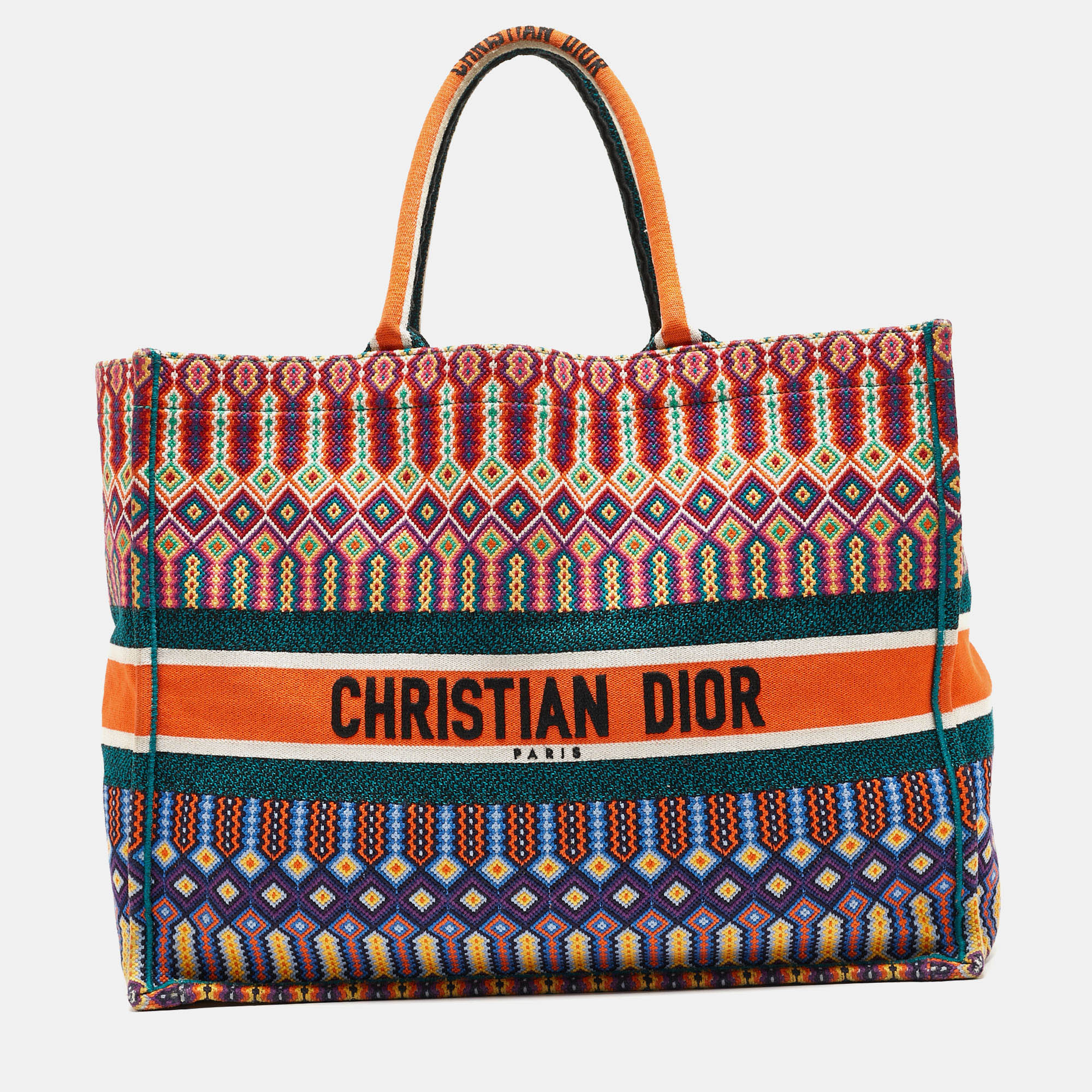 

Dior Multicolor Embroidered Canvas  Book Tote