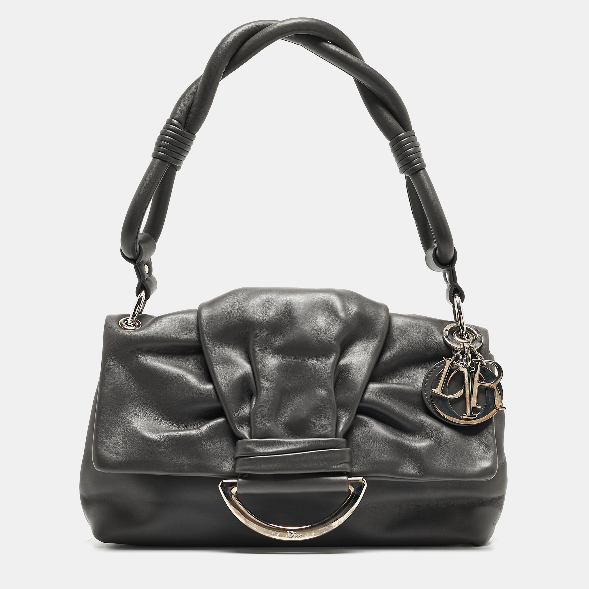 

Dior Dark Grey Leather  Demi Lune Flap Bag