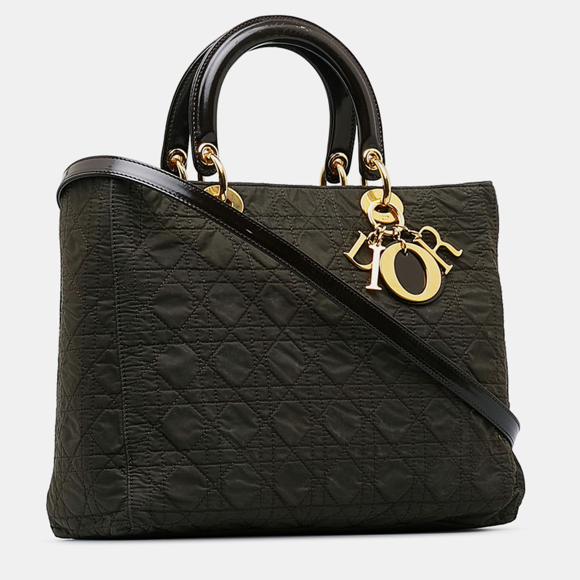 

Dior Black Canvas  Lady Dior Tote Bag