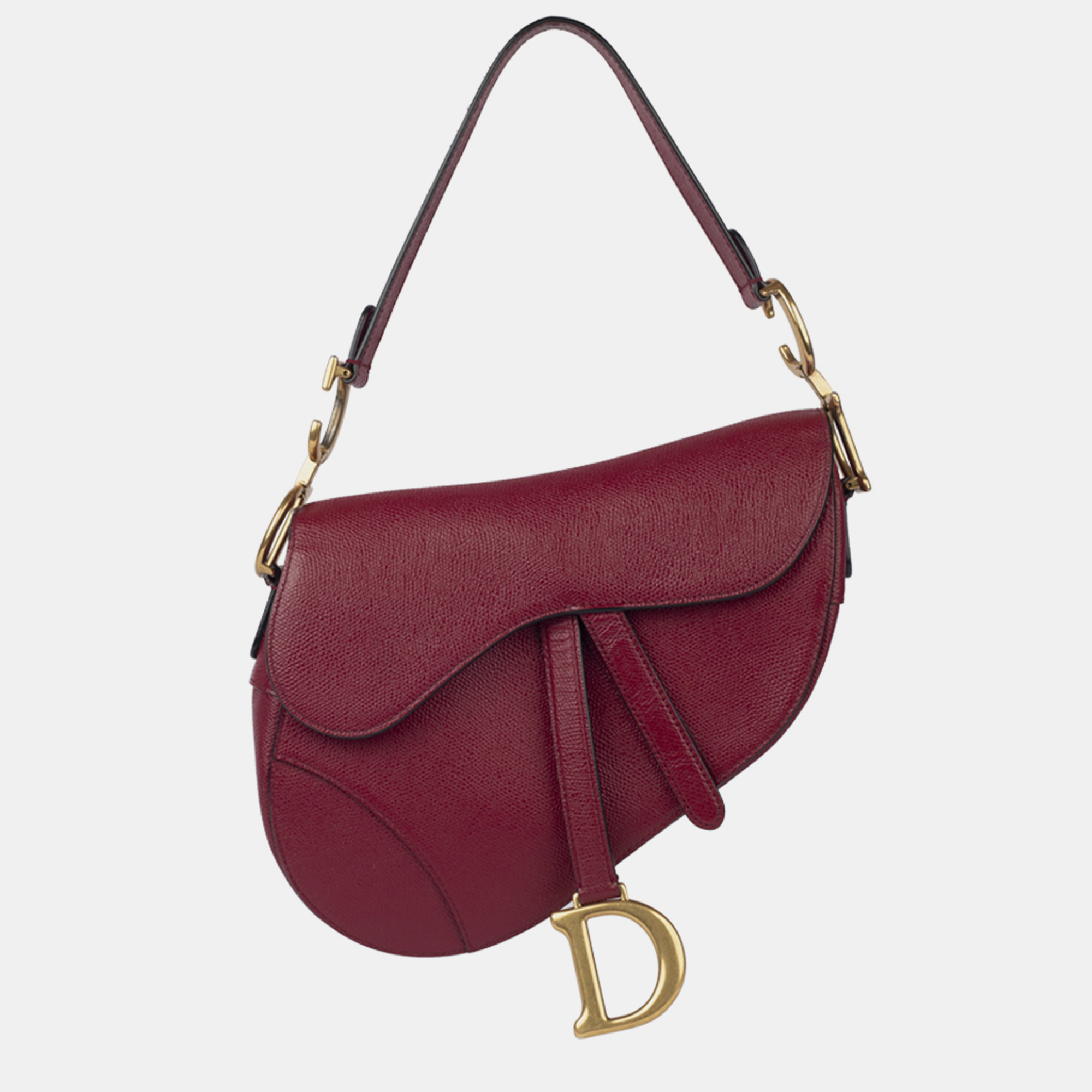 Pre-owned Dior Saddle Red Grained Calf Leather Ghw One Size Bag