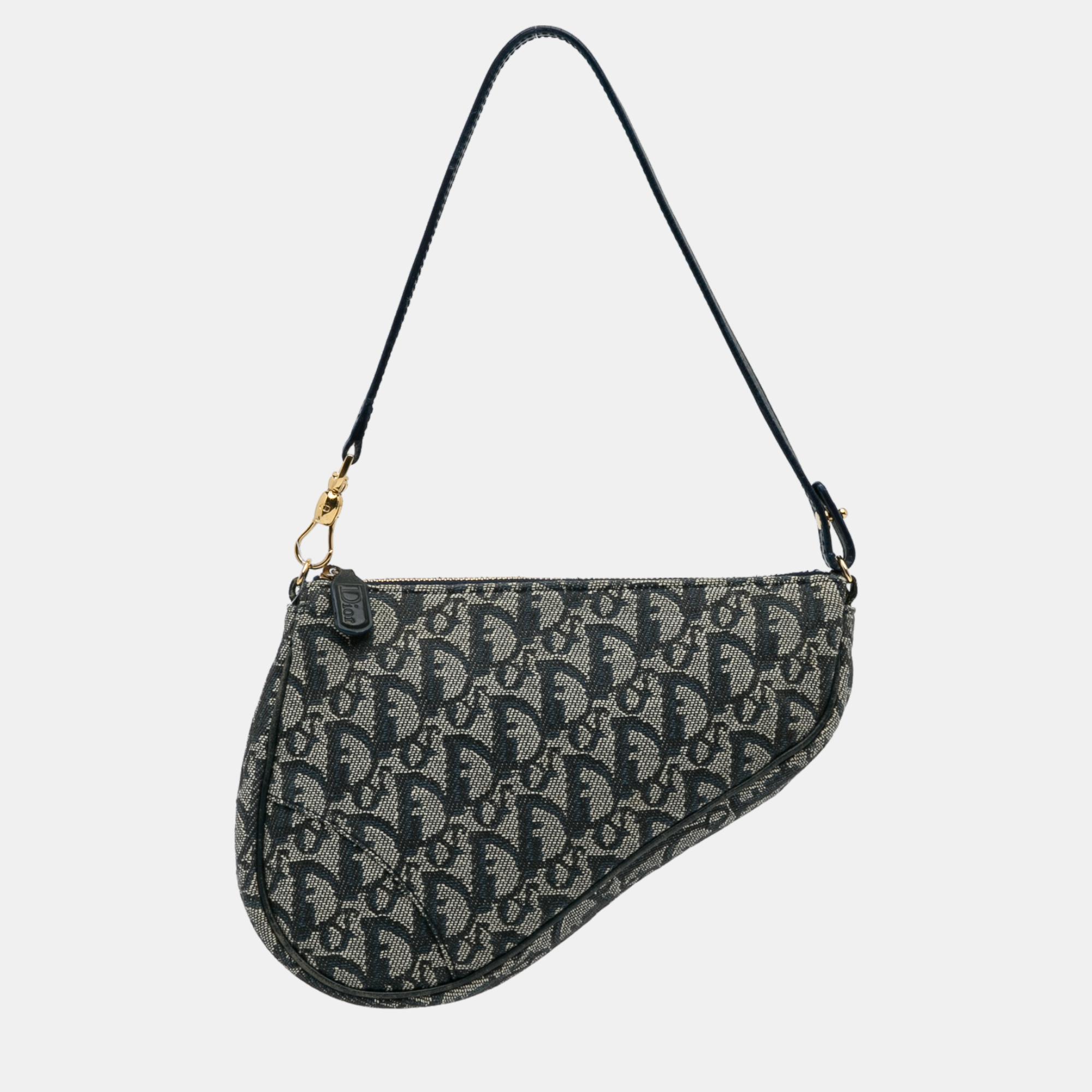 

Dior Blue Oblique Saddle Pochette