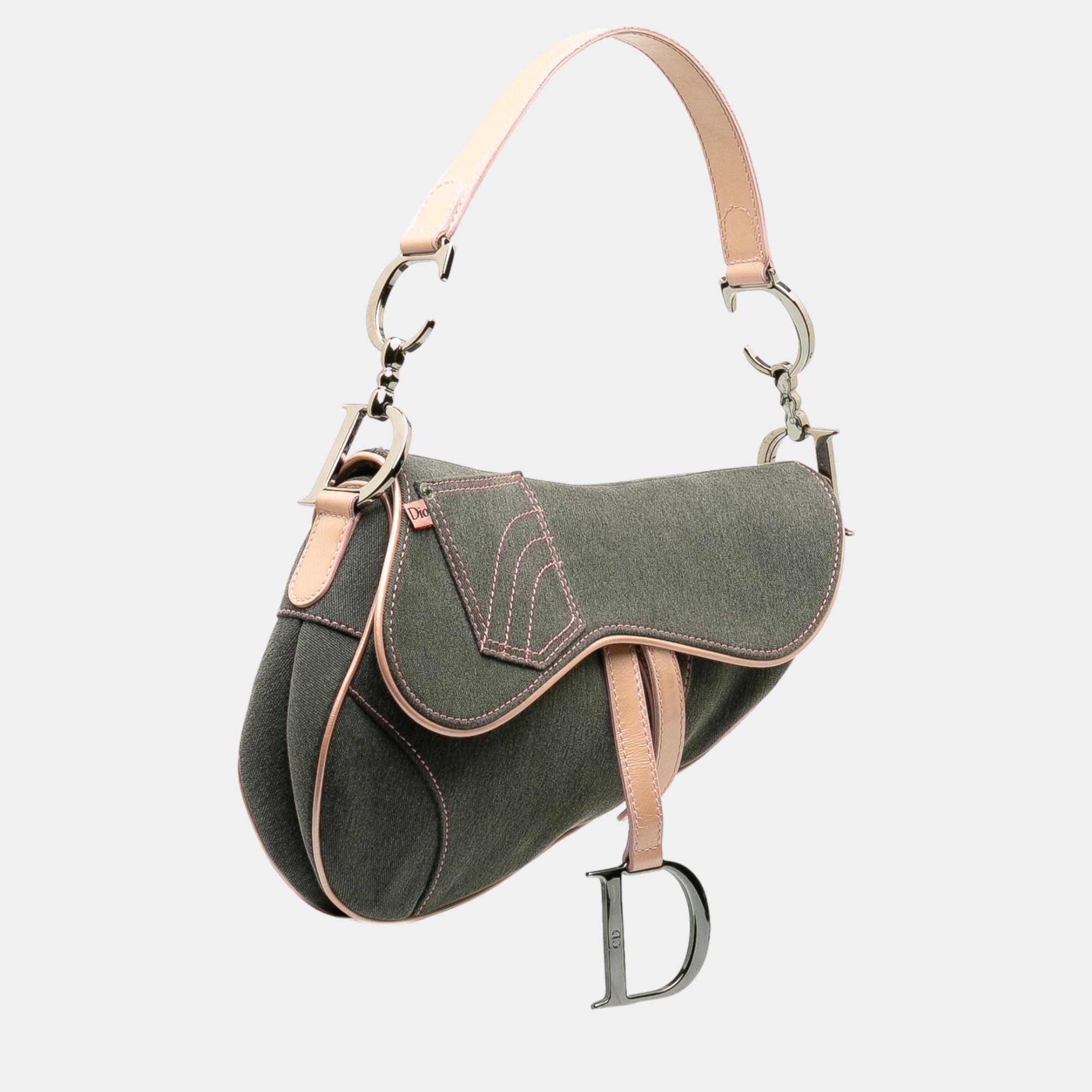 

Dior Grey/Pink Denim Saddle Bag
